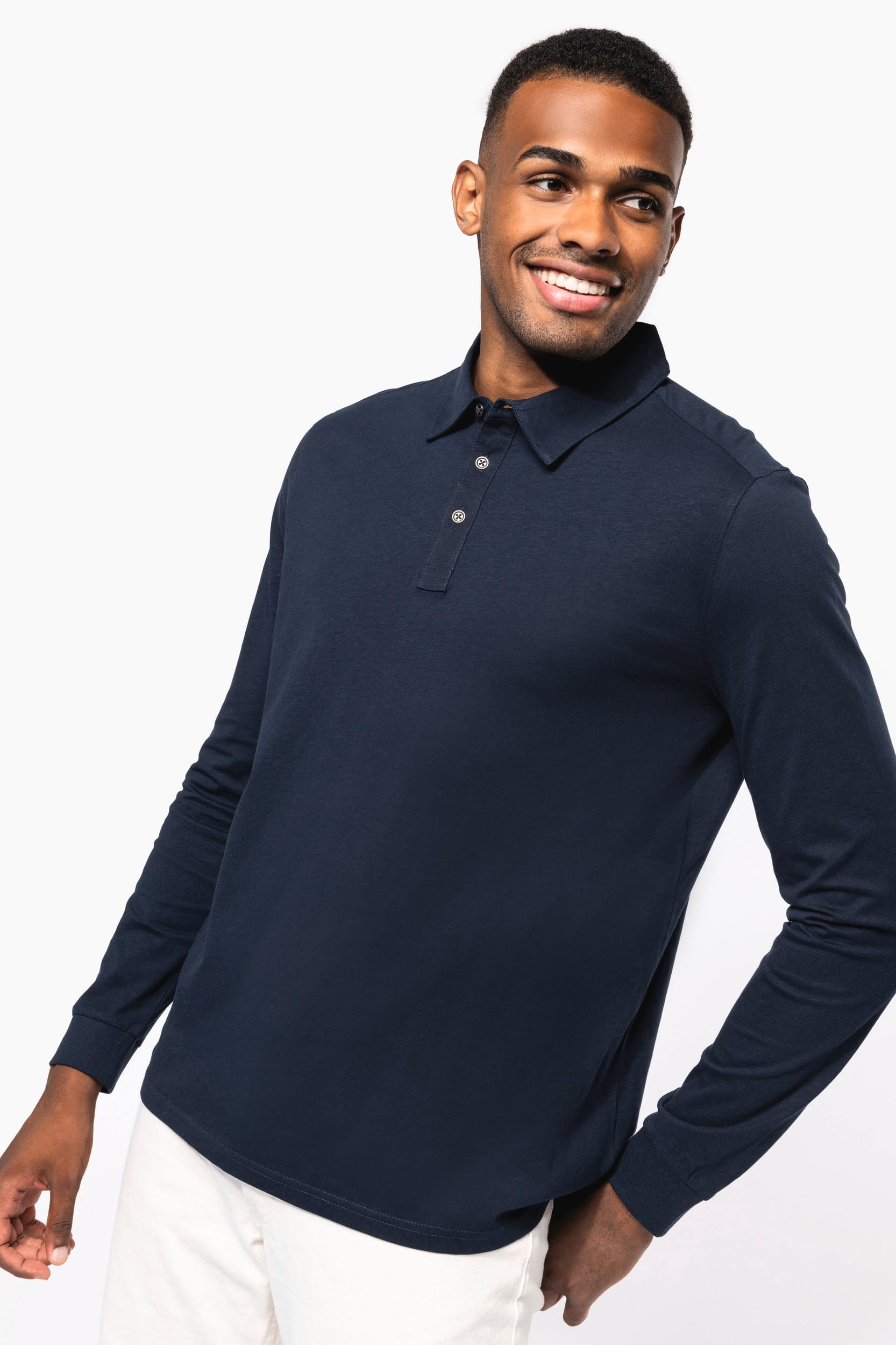 Herenpolo lange mouwen van jersey