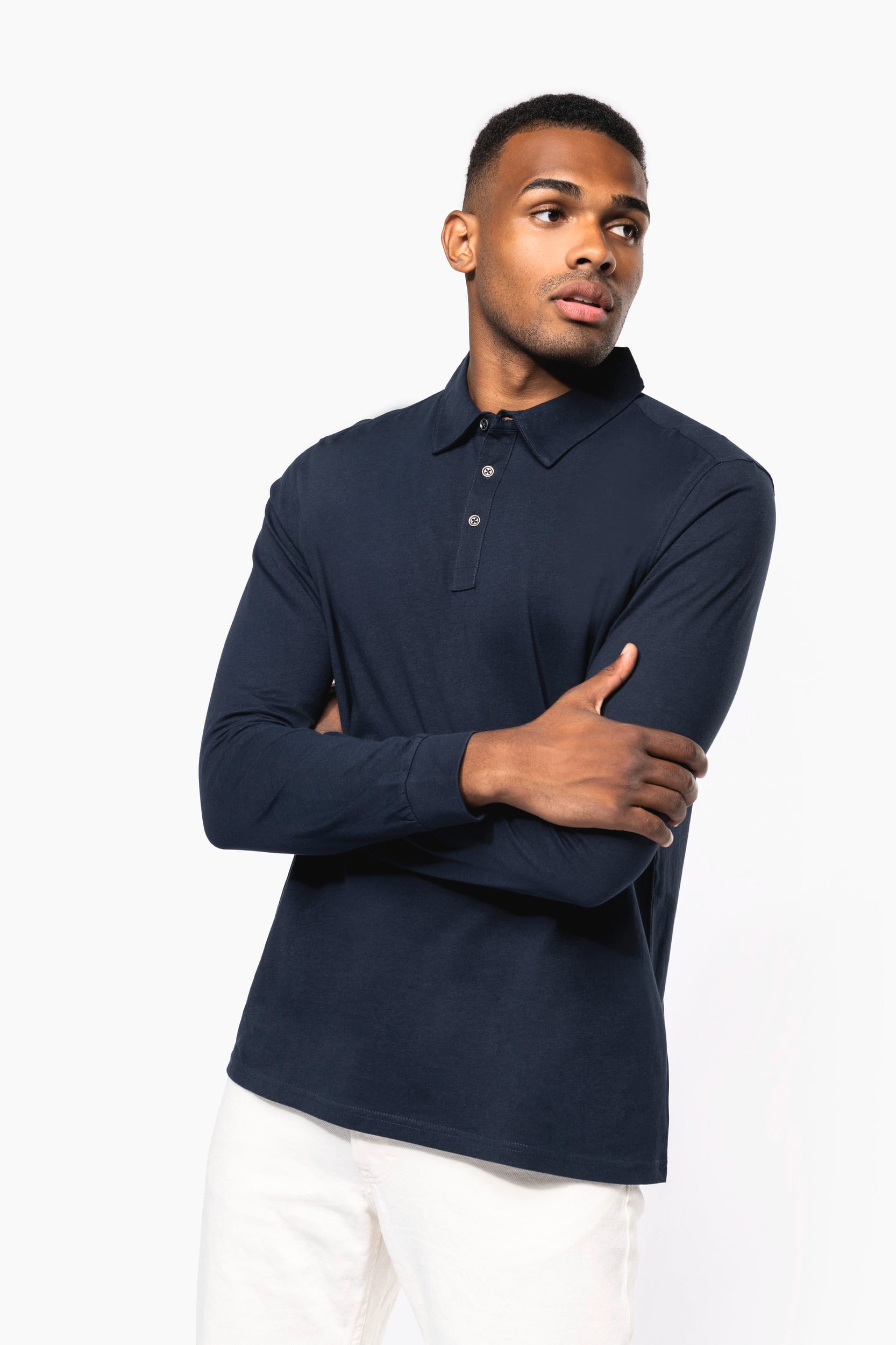 Herenpolo lange mouwen van jersey