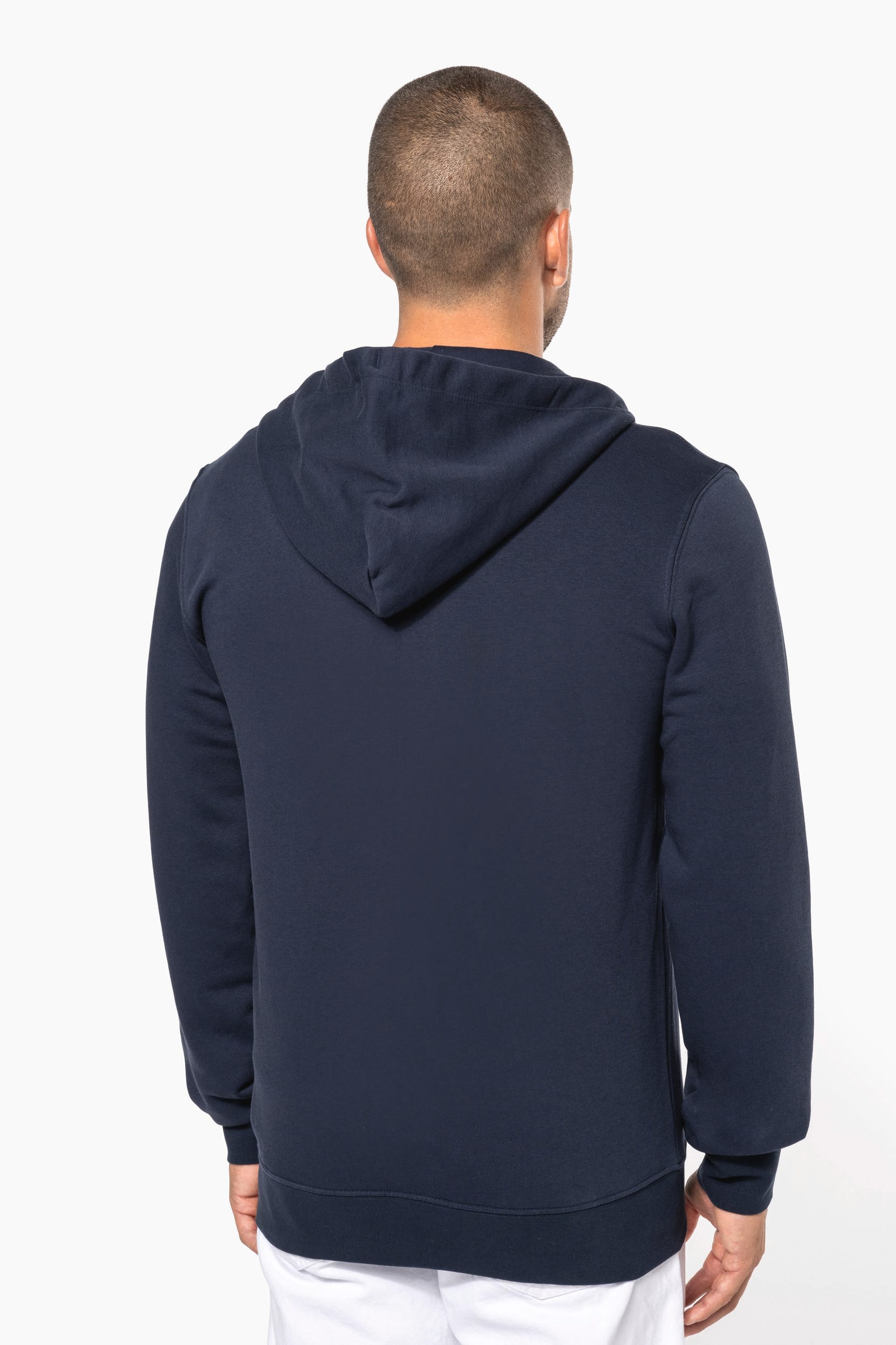 Ecologische herensweater met capuchon en ritssluiting