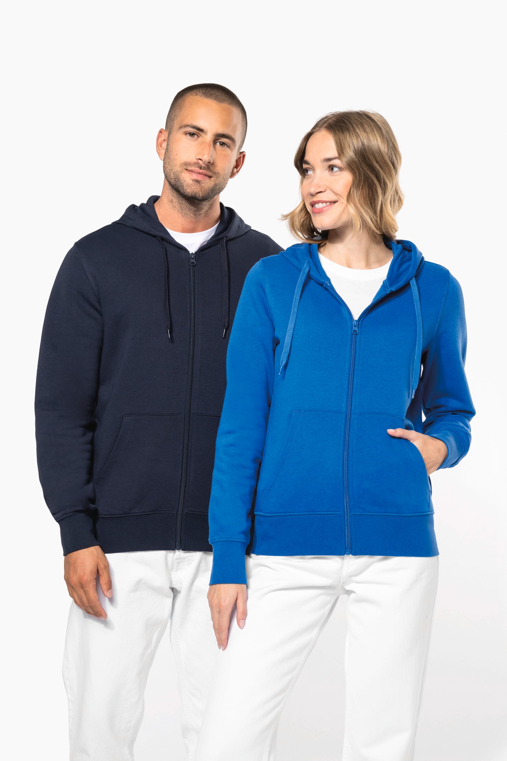 Ecologische herensweater met capuchon en ritssluiting