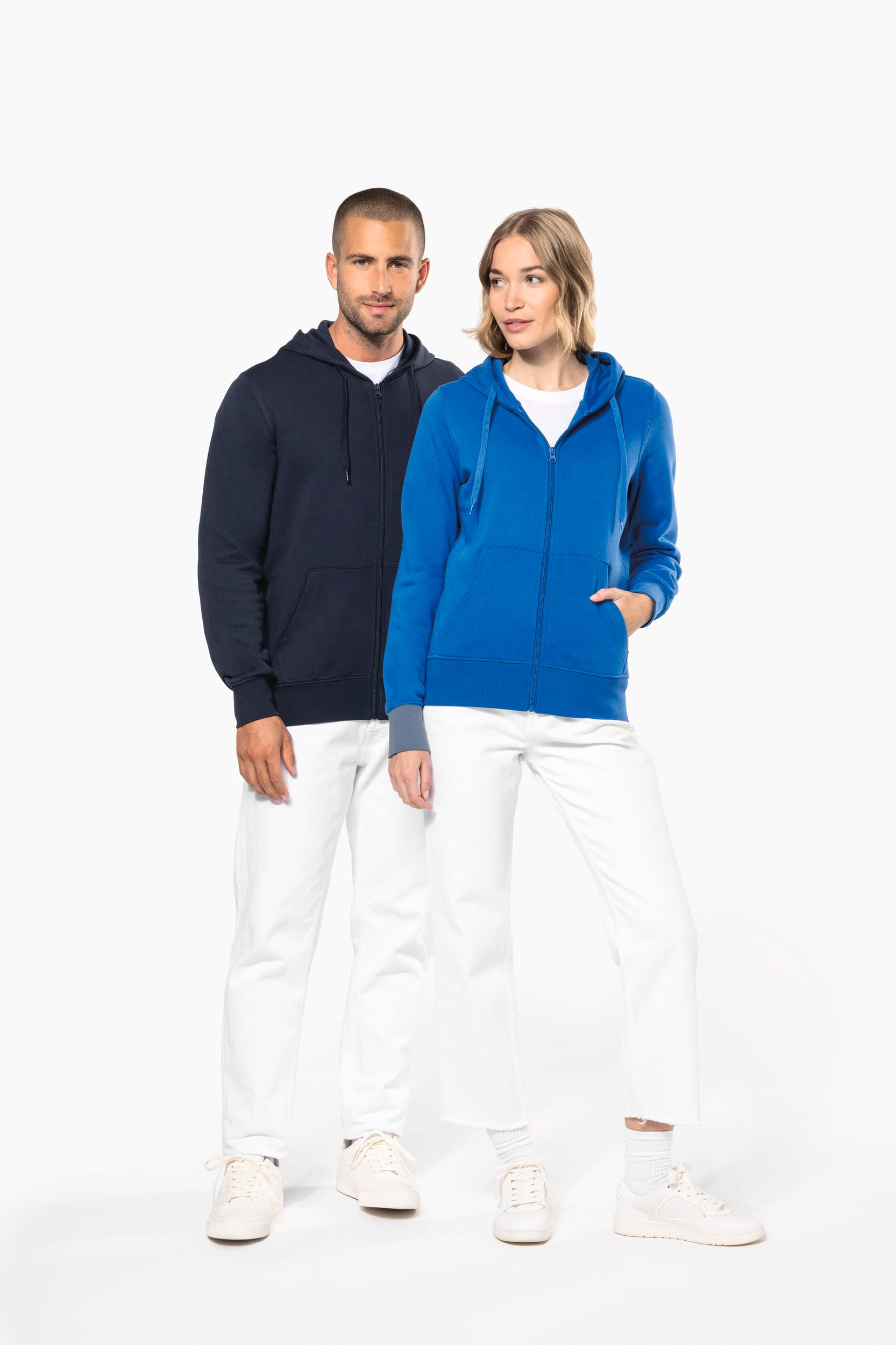 Ecologische herensweater met capuchon en ritssluiting