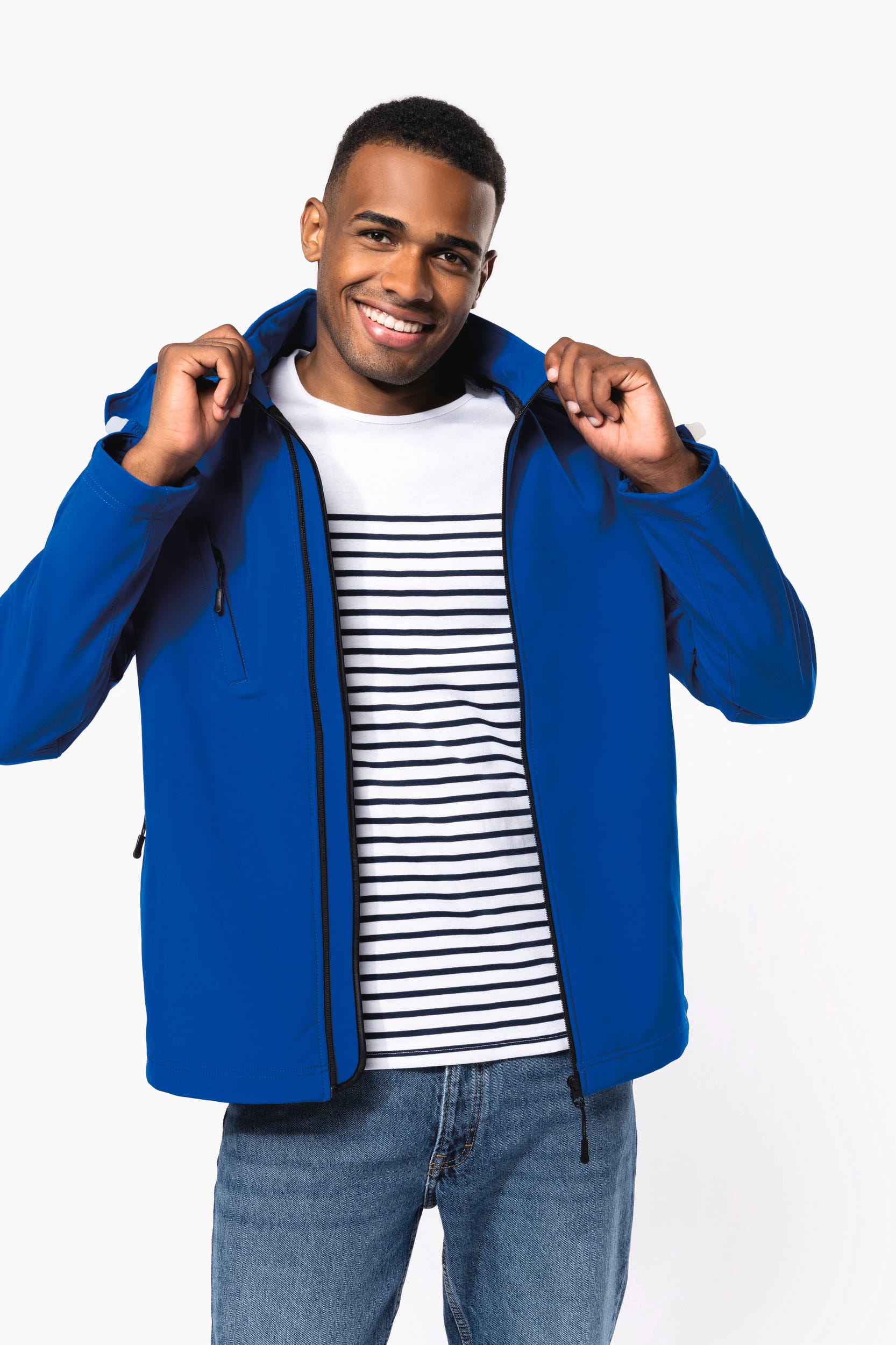 Heren softshell jas met afneembare capuchon