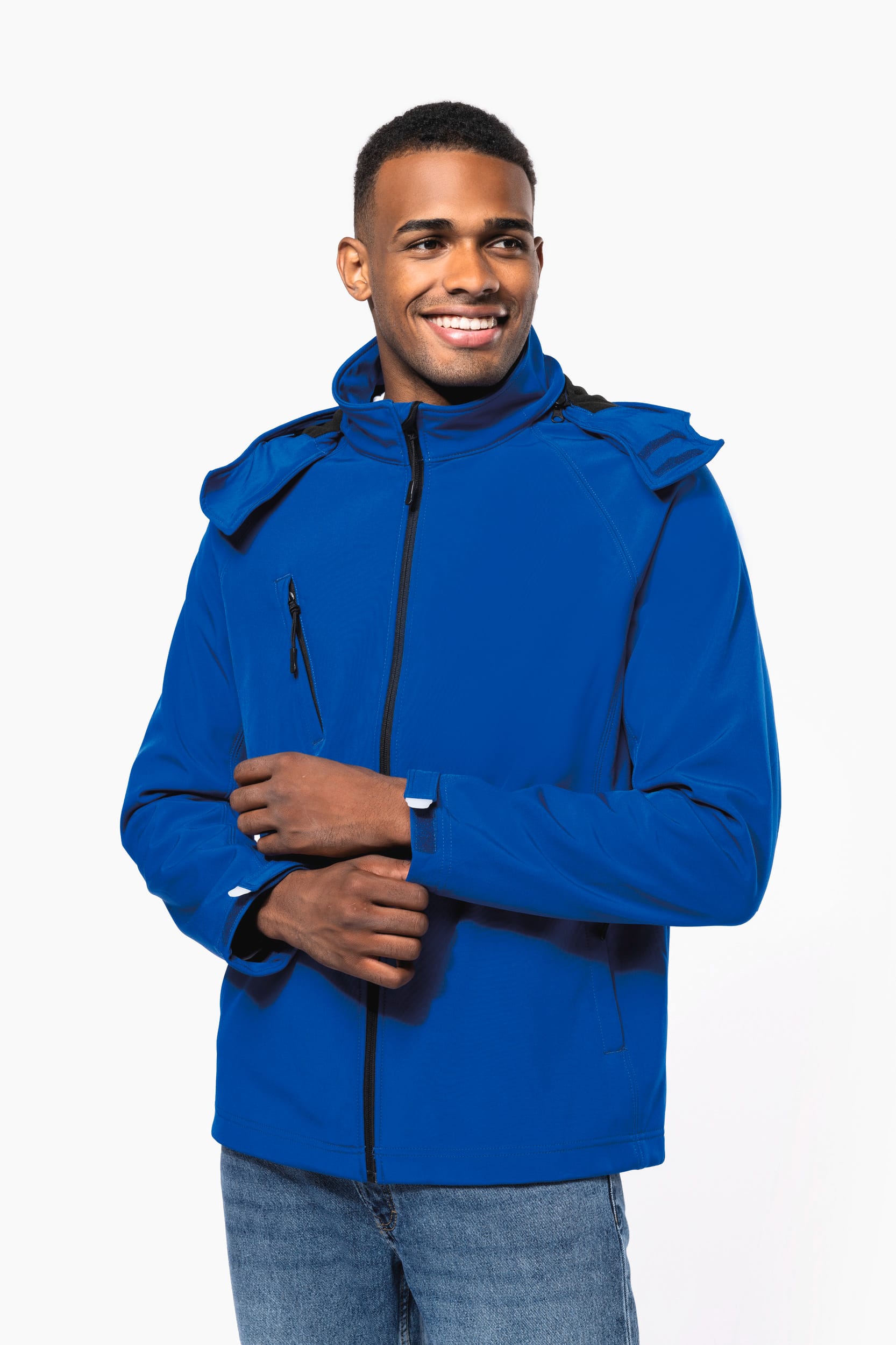 Heren softshell jas met afneembare capuchon