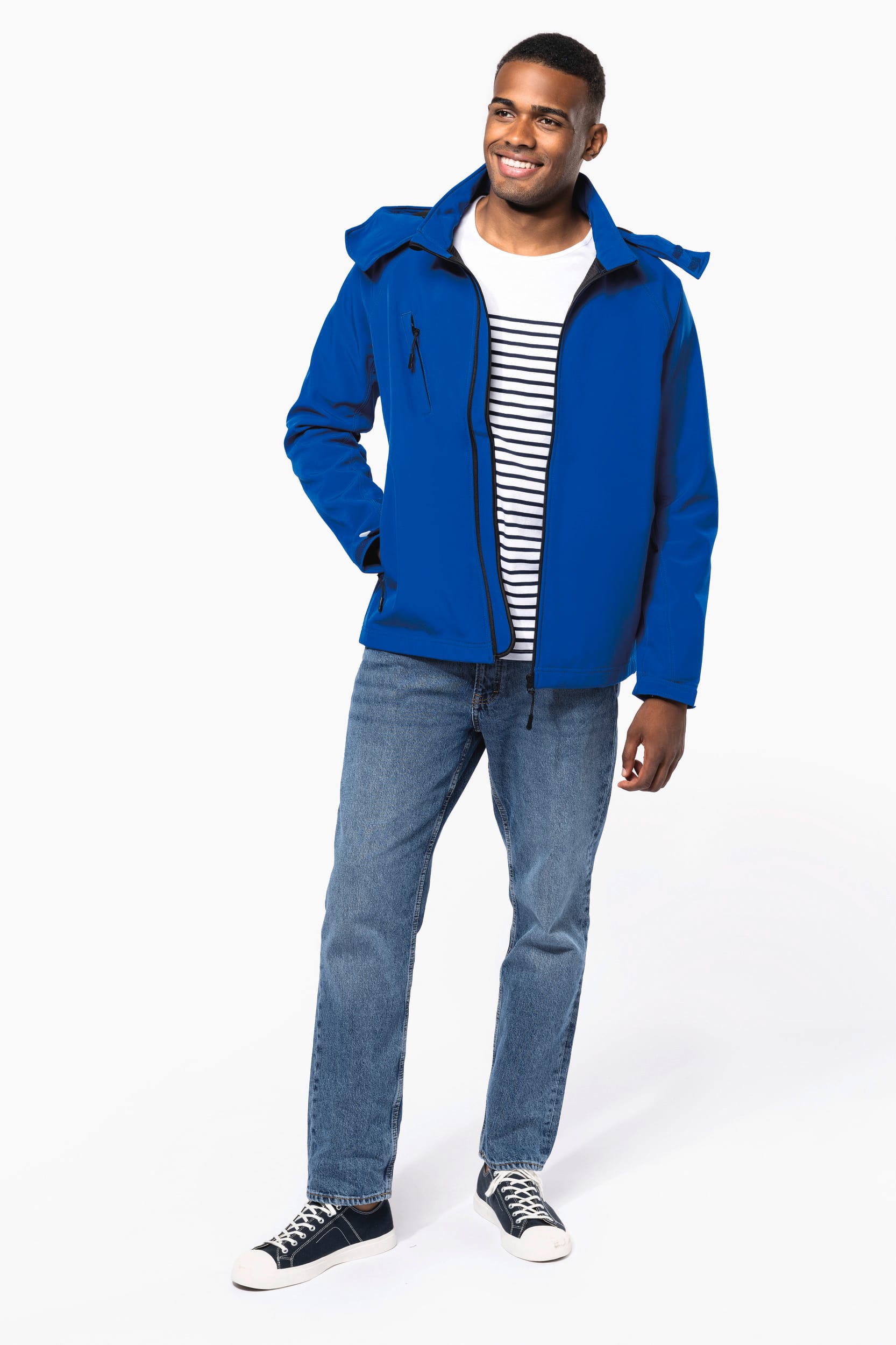 Heren softshell jas met afneembare capuchon