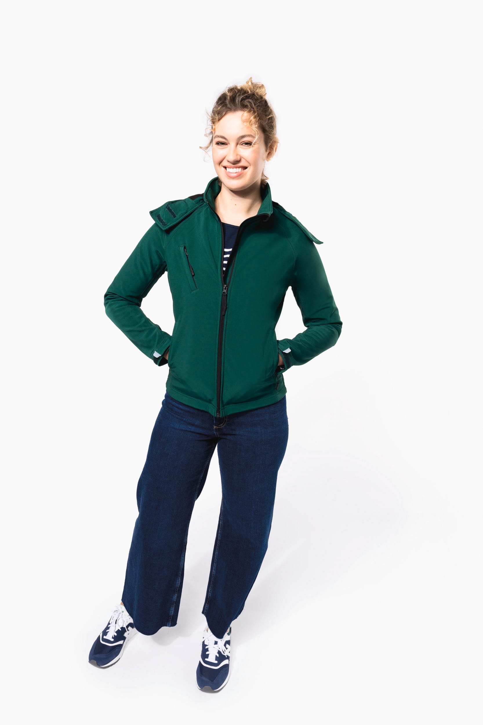 Dames softshell jas met afneembare capuchon