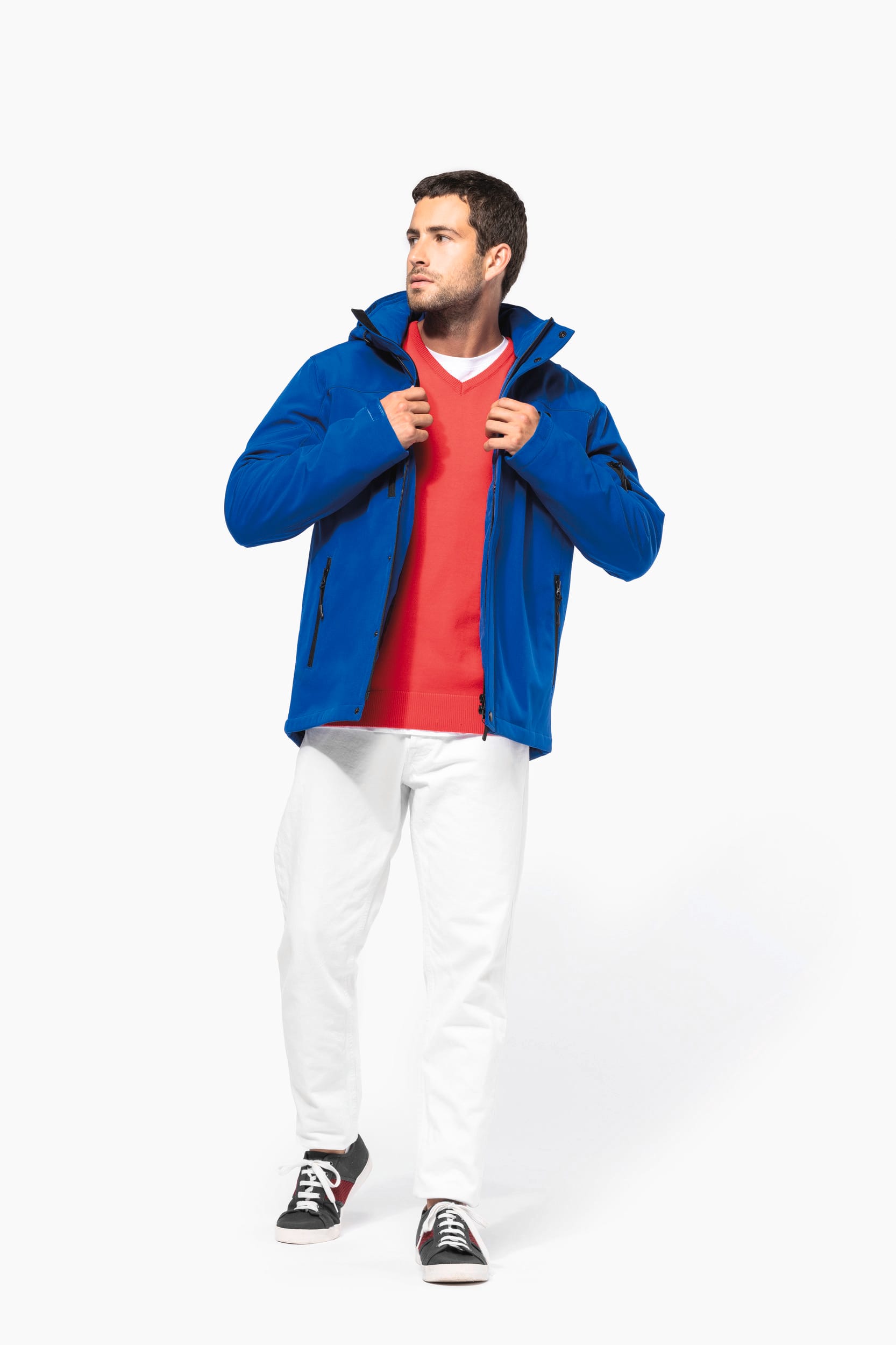 Gewatteerde softshell herenparka met capuchon