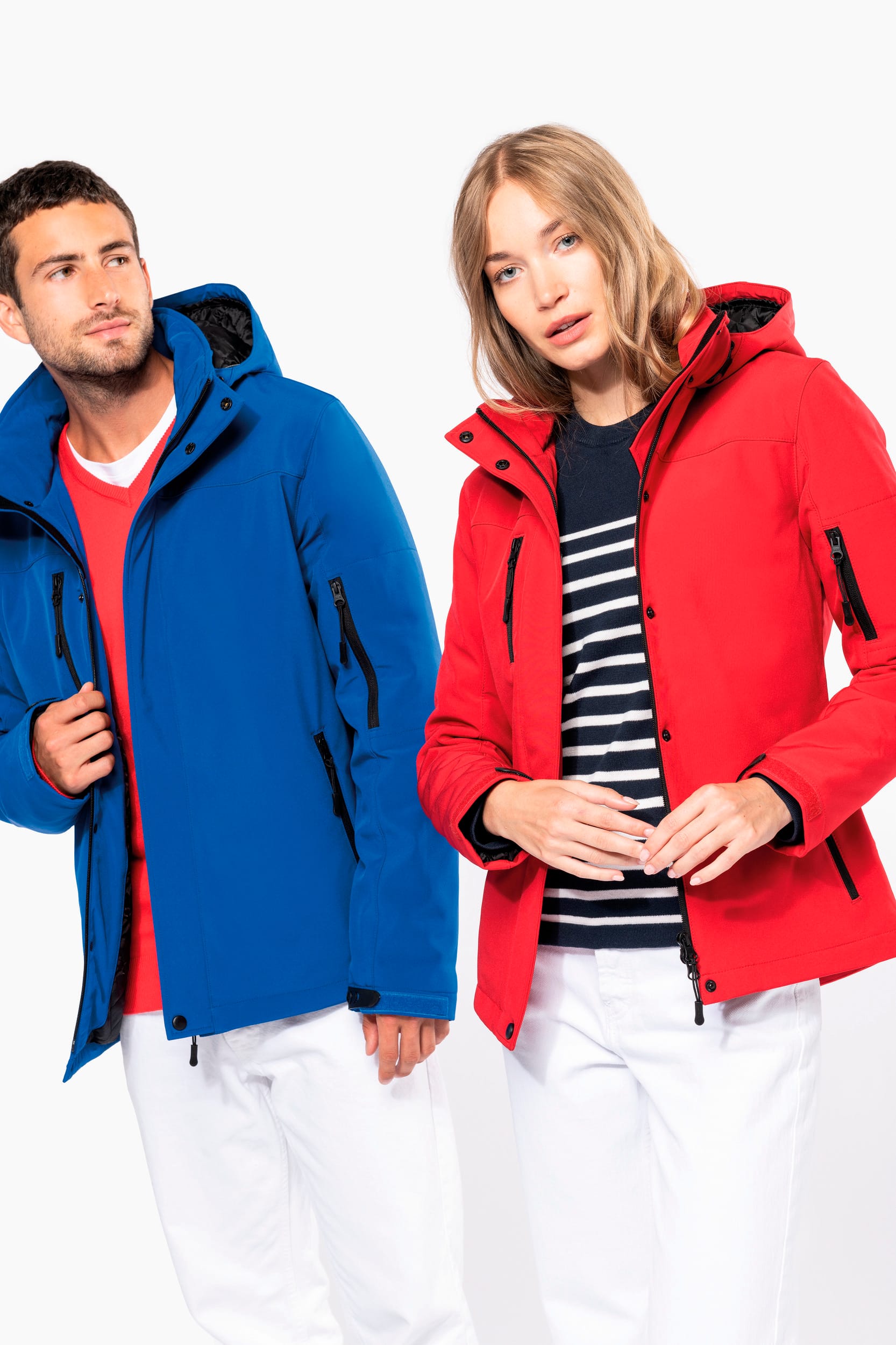 Gewatteerde softshell herenparka met capuchon