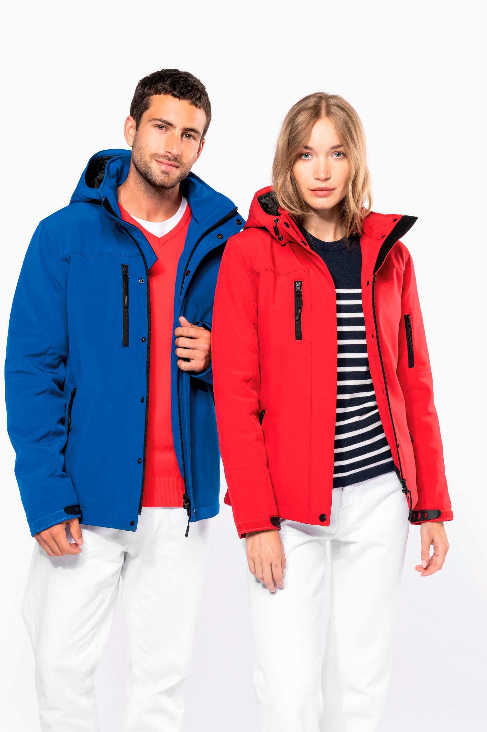 Gewatteerde softshell herenparka met capuchon