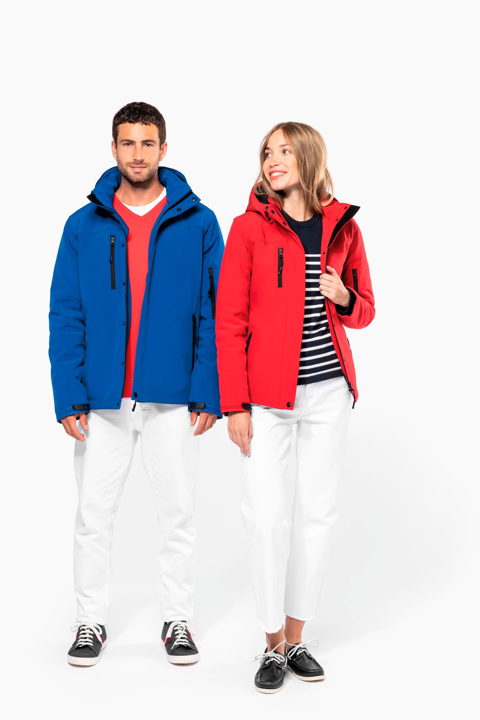Gewatteerde softshell herenparka met capuchon
