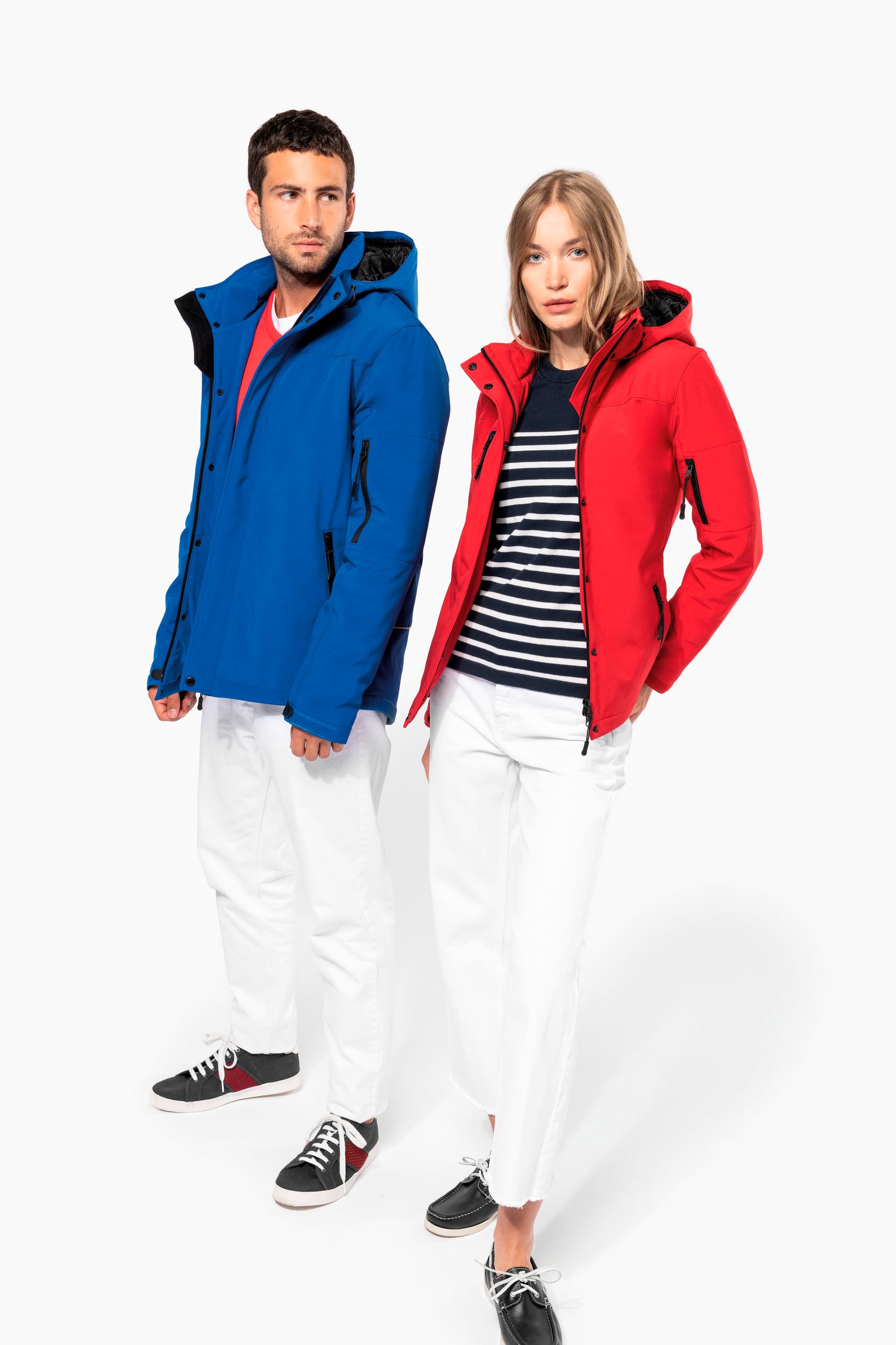 Gewatteerde softshell herenparka met capuchon