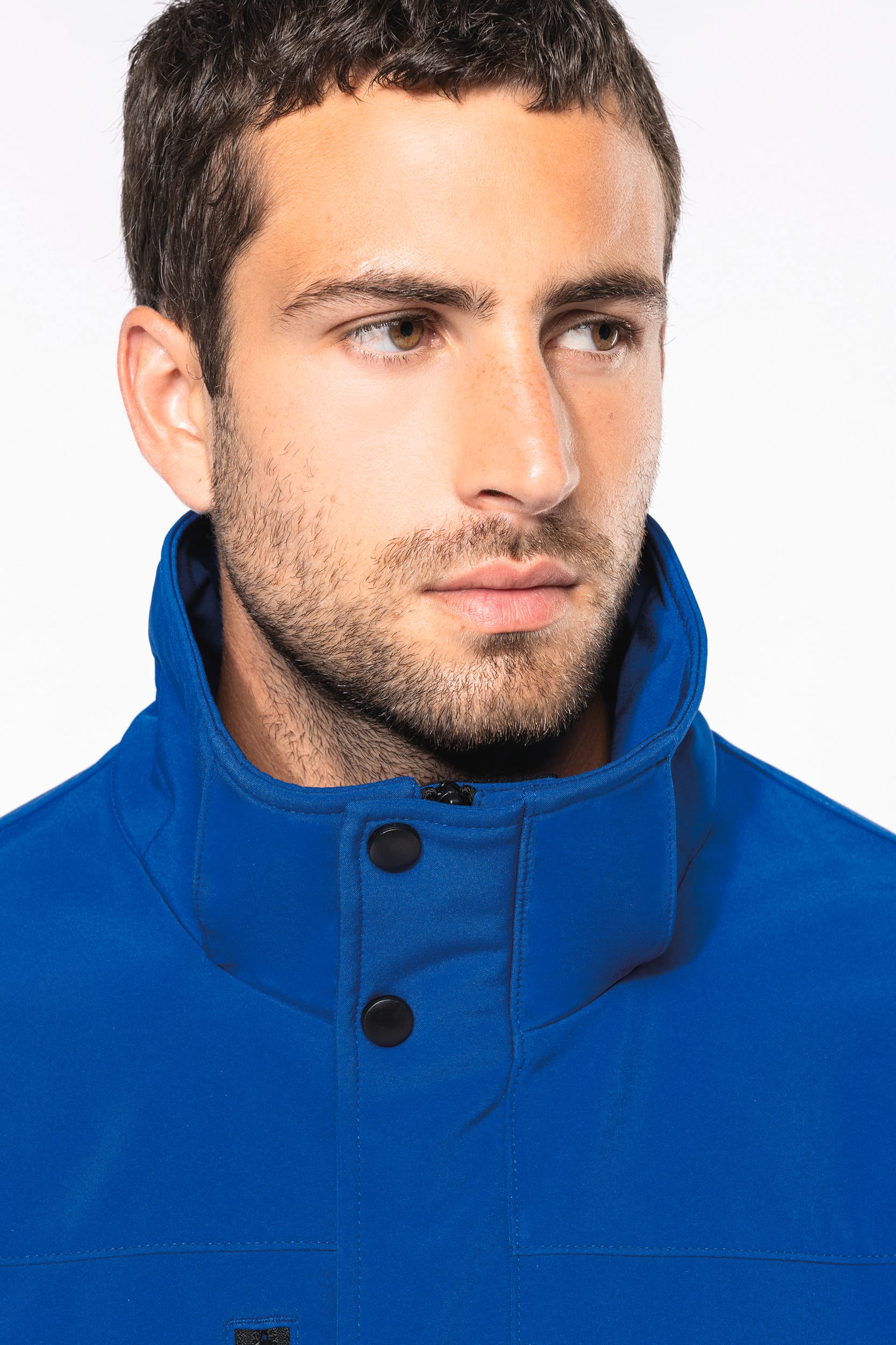 Gewatteerde softshell herenparka met capuchon