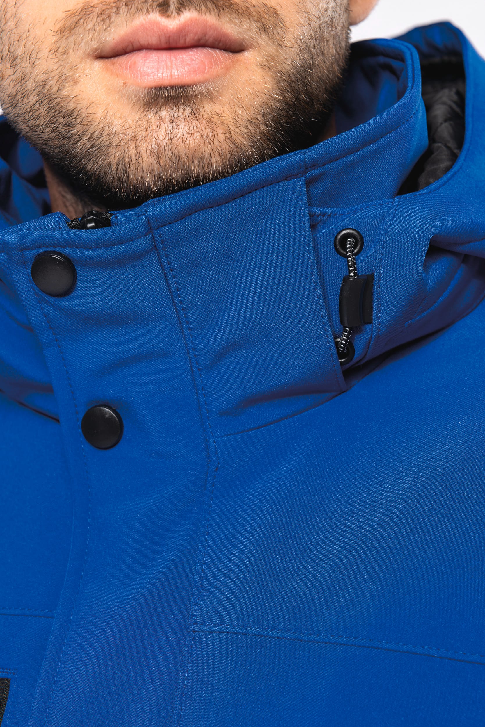 Gewatteerde softshell herenparka met capuchon