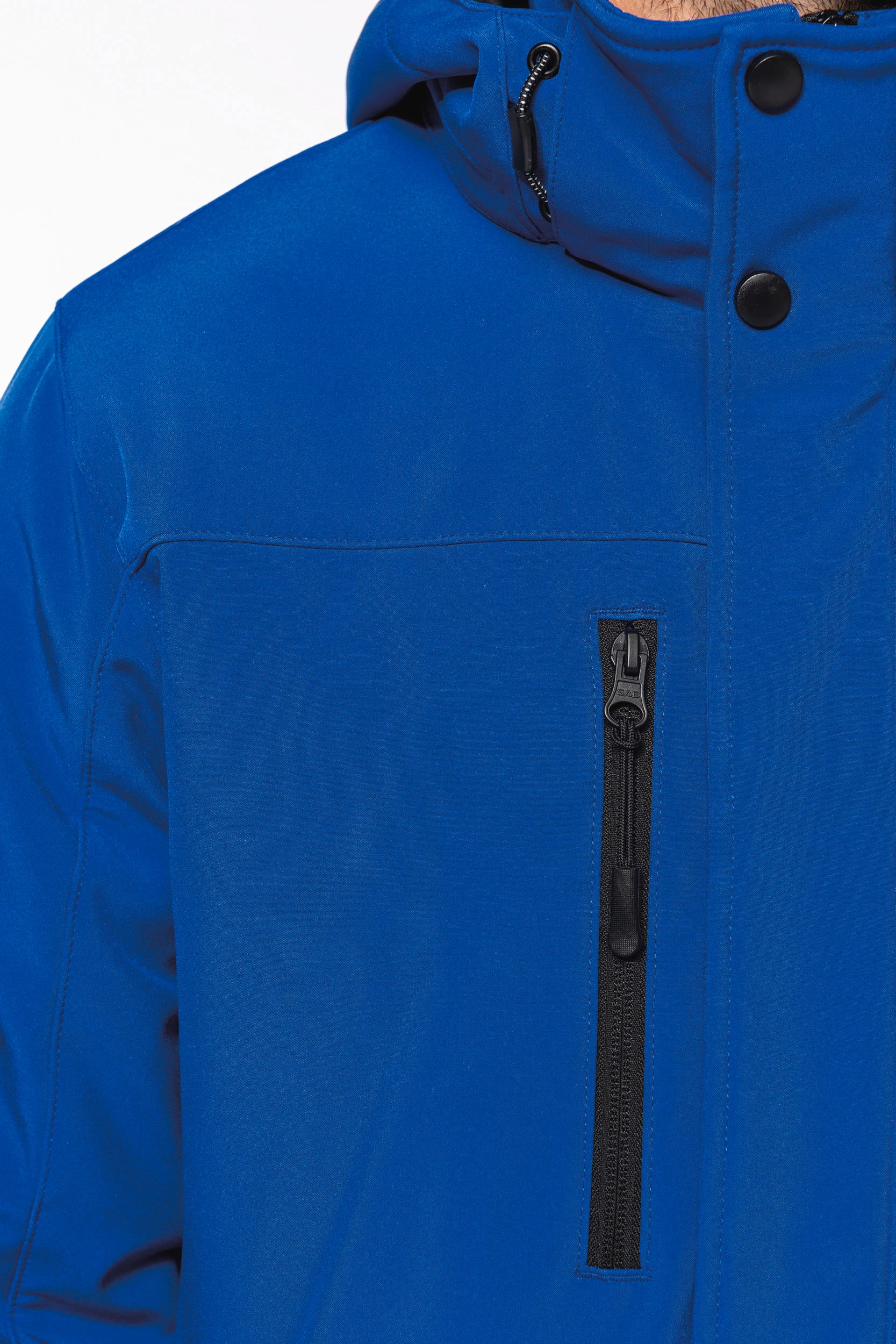 Gewatteerde softshell herenparka met capuchon