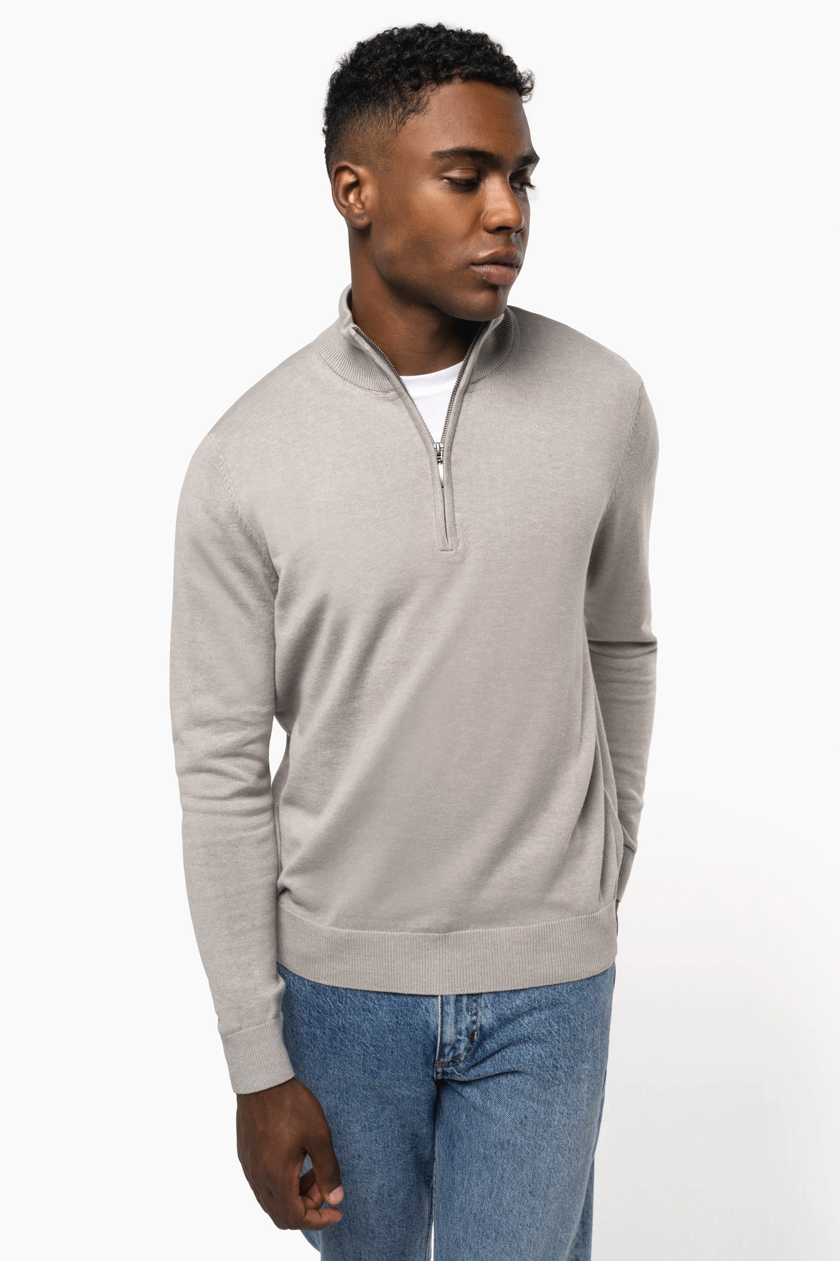 Heren pullover met ritskraag