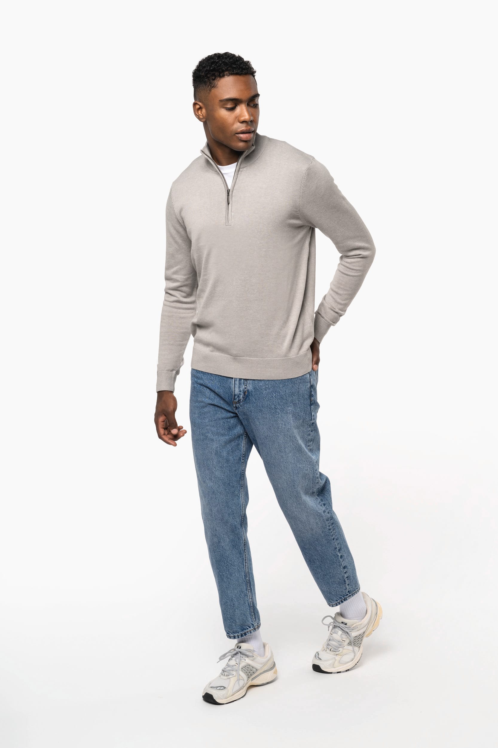 Heren pullover met ritskraag