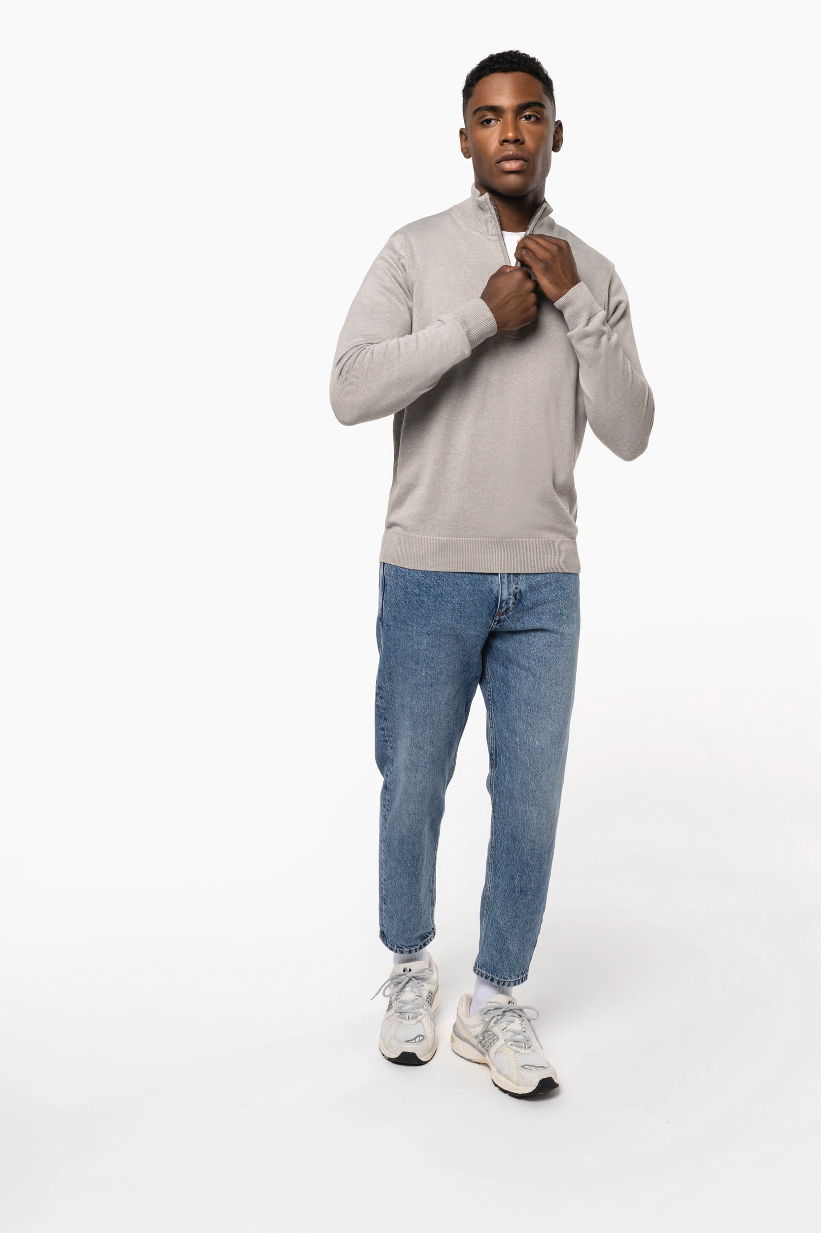 Heren pullover met ritskraag