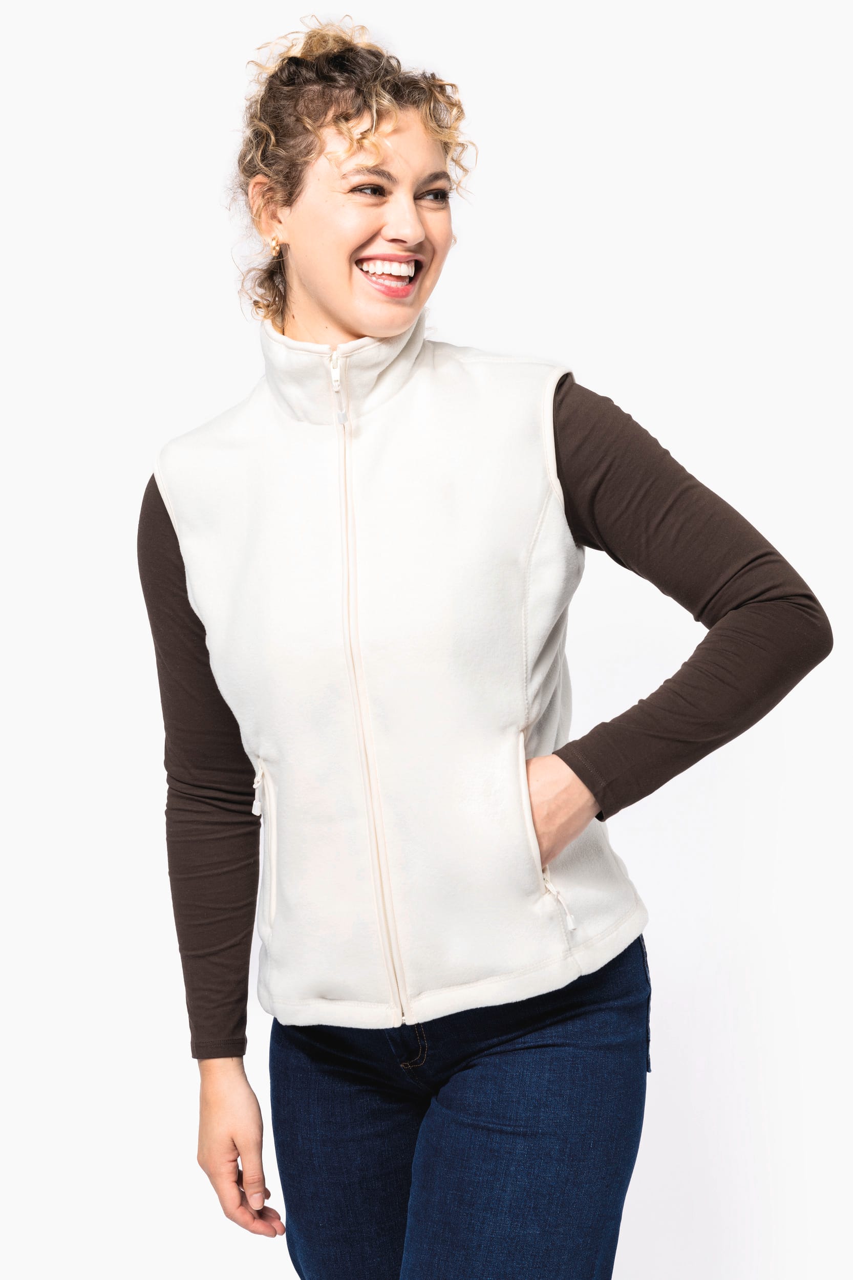 Bodywarmer van microfleece dames