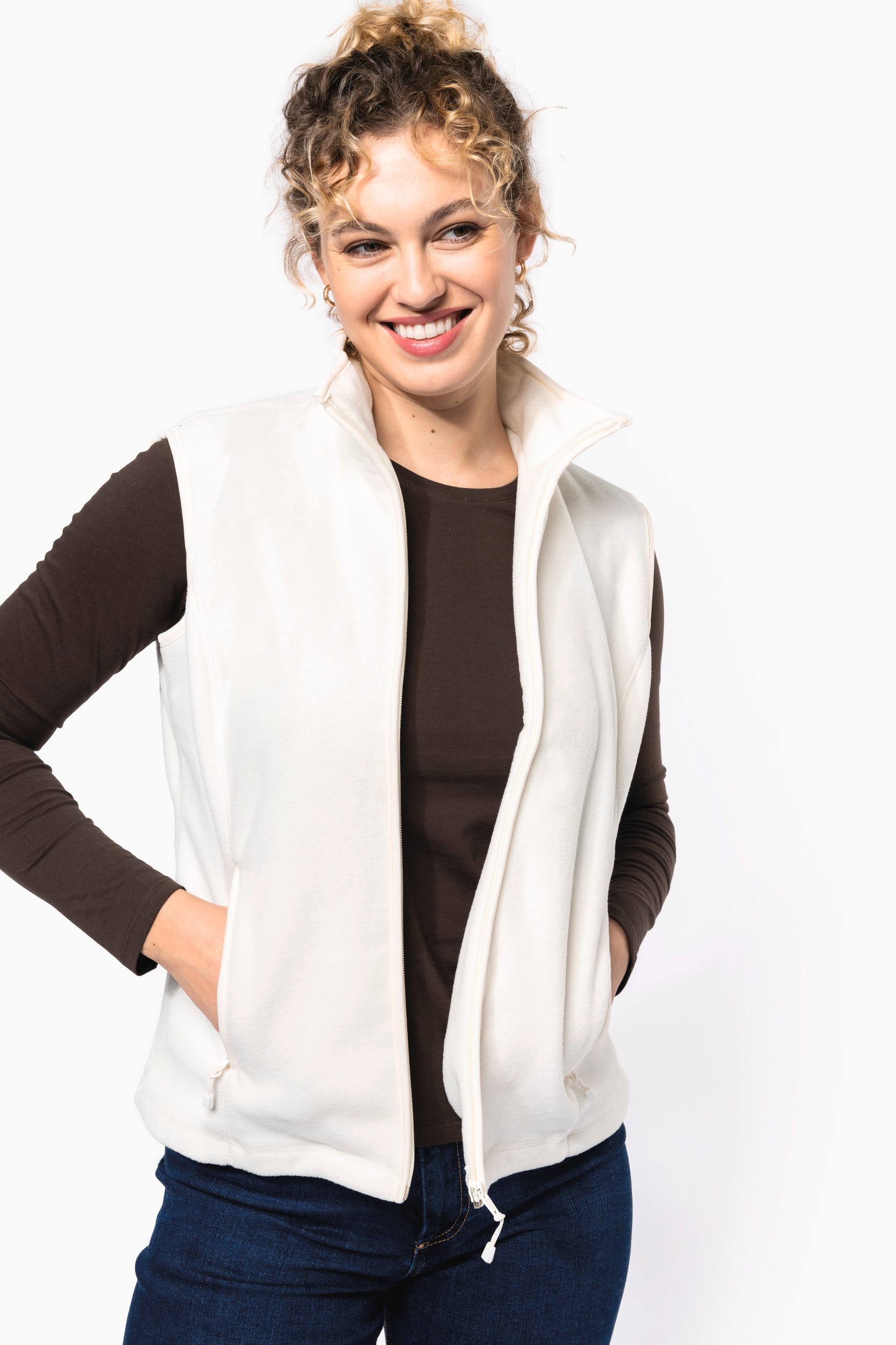 Bodywarmer van microfleece dames