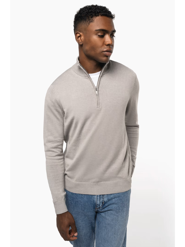 Heren pullover met ritskraag