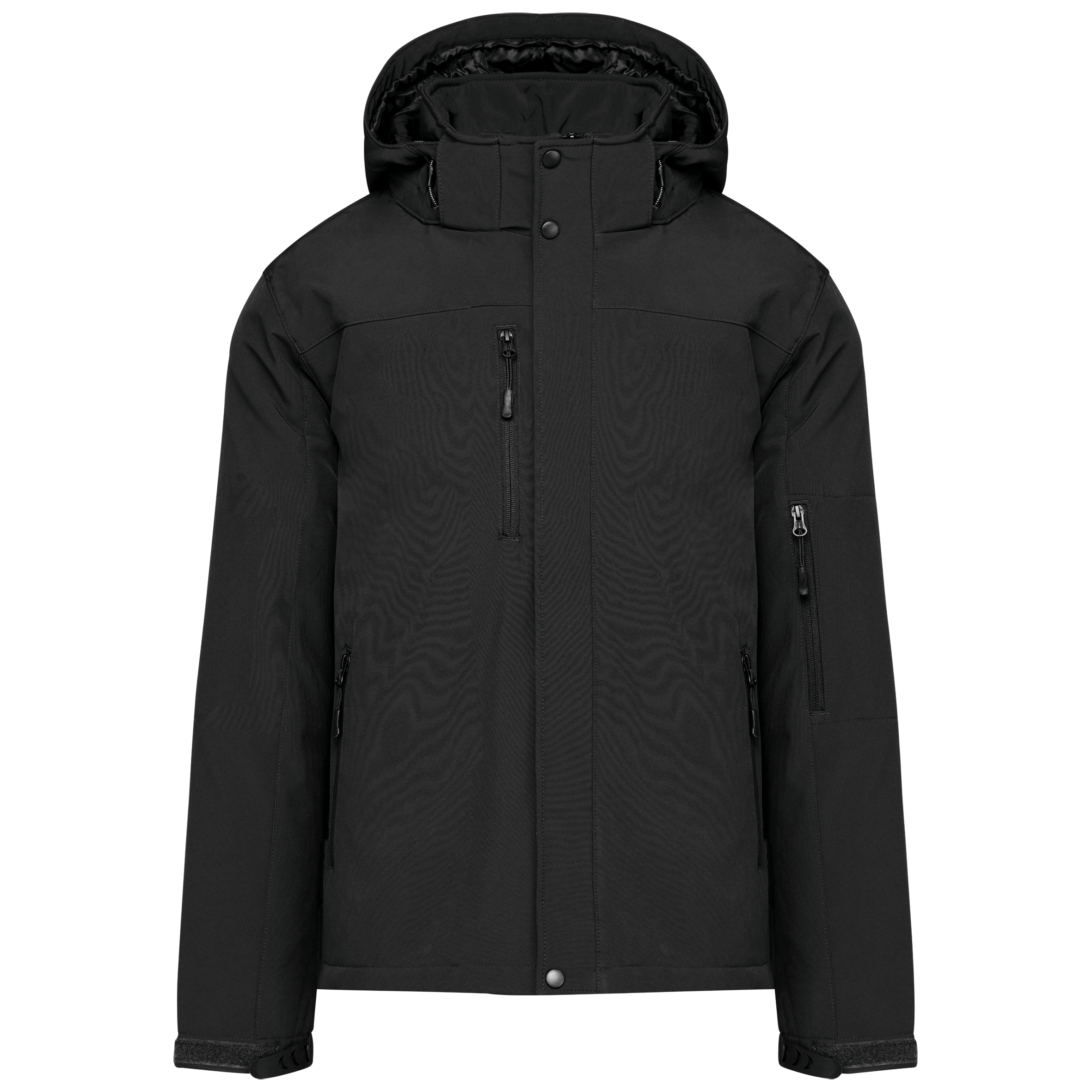 Gewatteerde softshell herenparka met capuchon