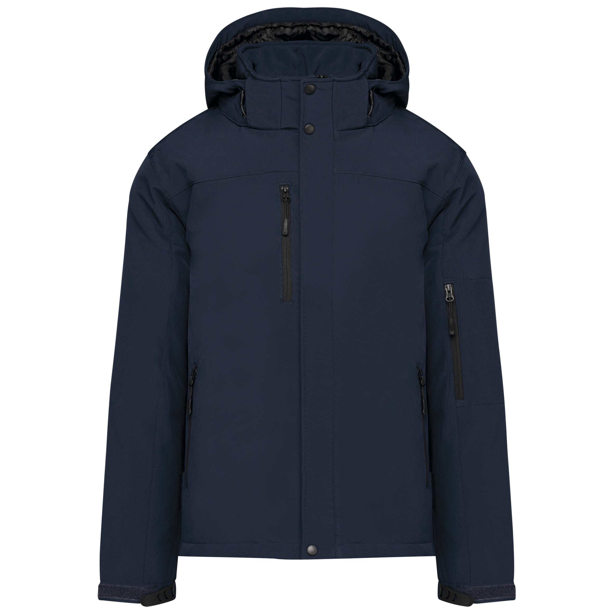Gewatteerde softshell herenparka met capuchon