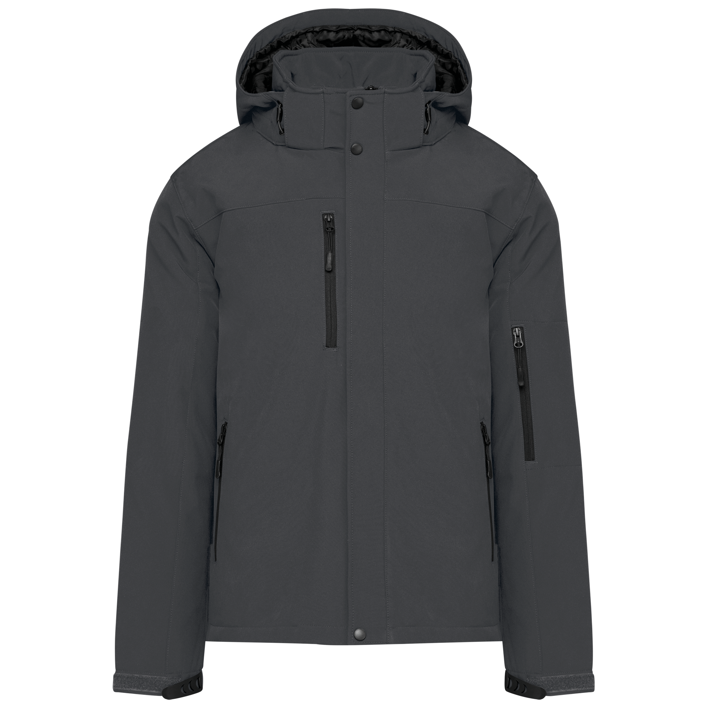 Gewatteerde softshell herenparka met capuchon