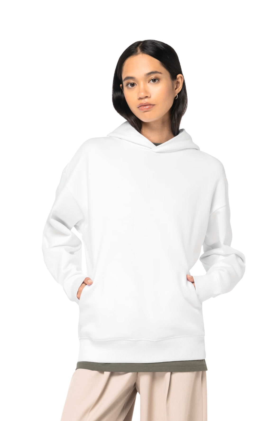 Ecologische uniseks oversized sweater met capuchon
