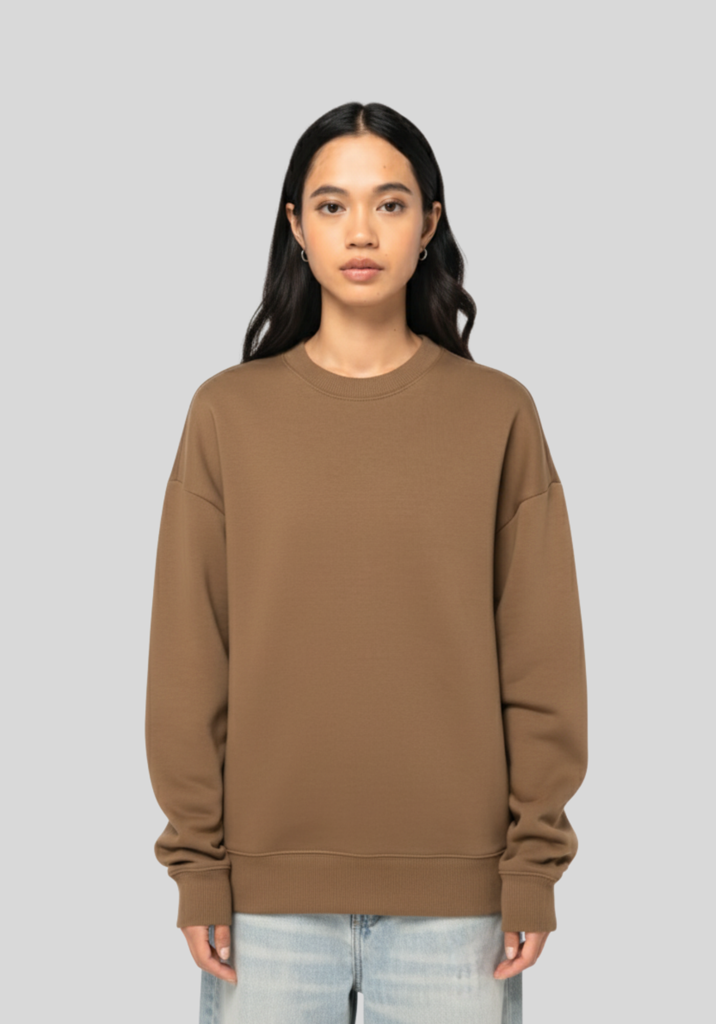 Ecologische oversized uniseks sweater met ronde hals