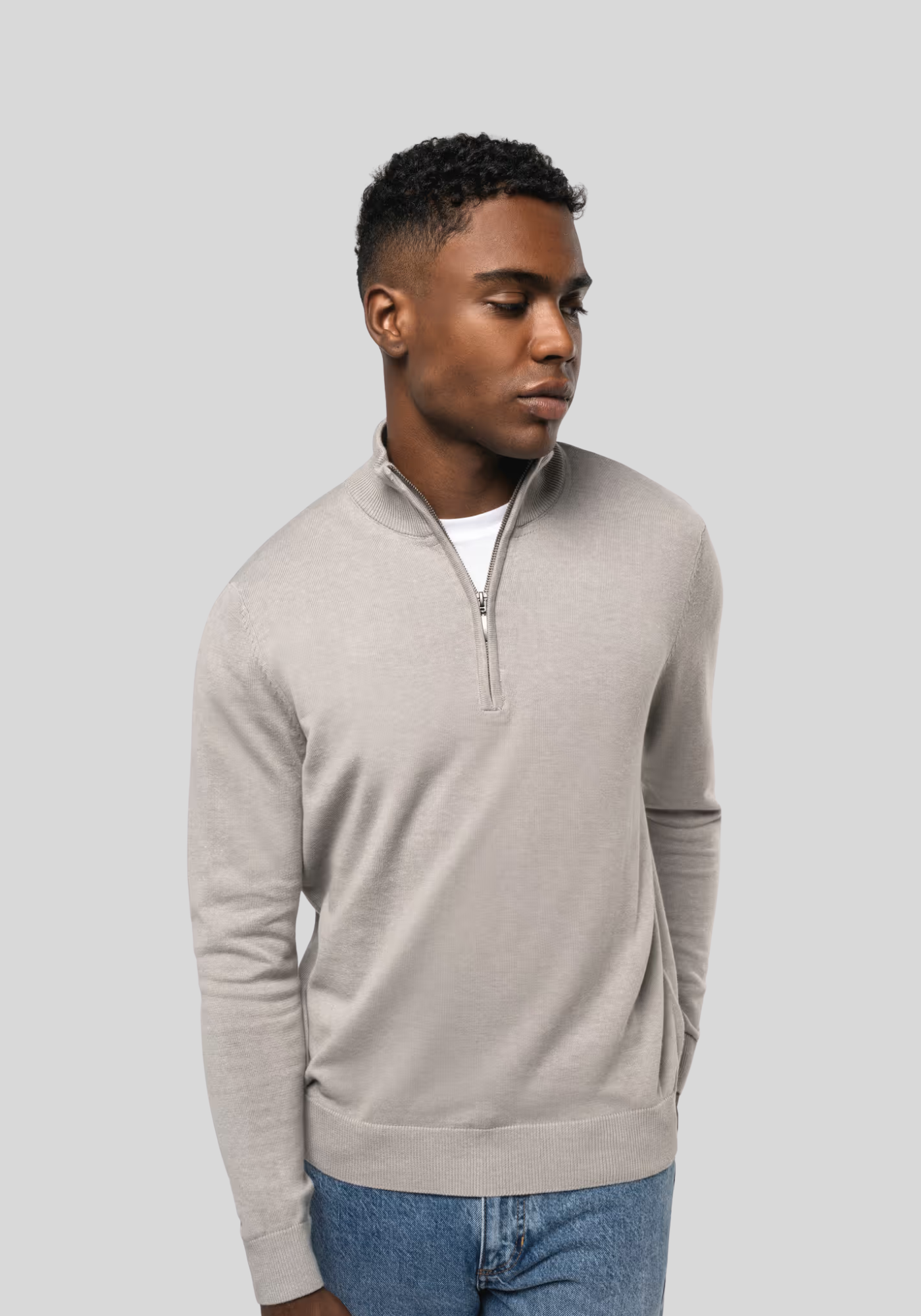 Heren pullover met ritskraag