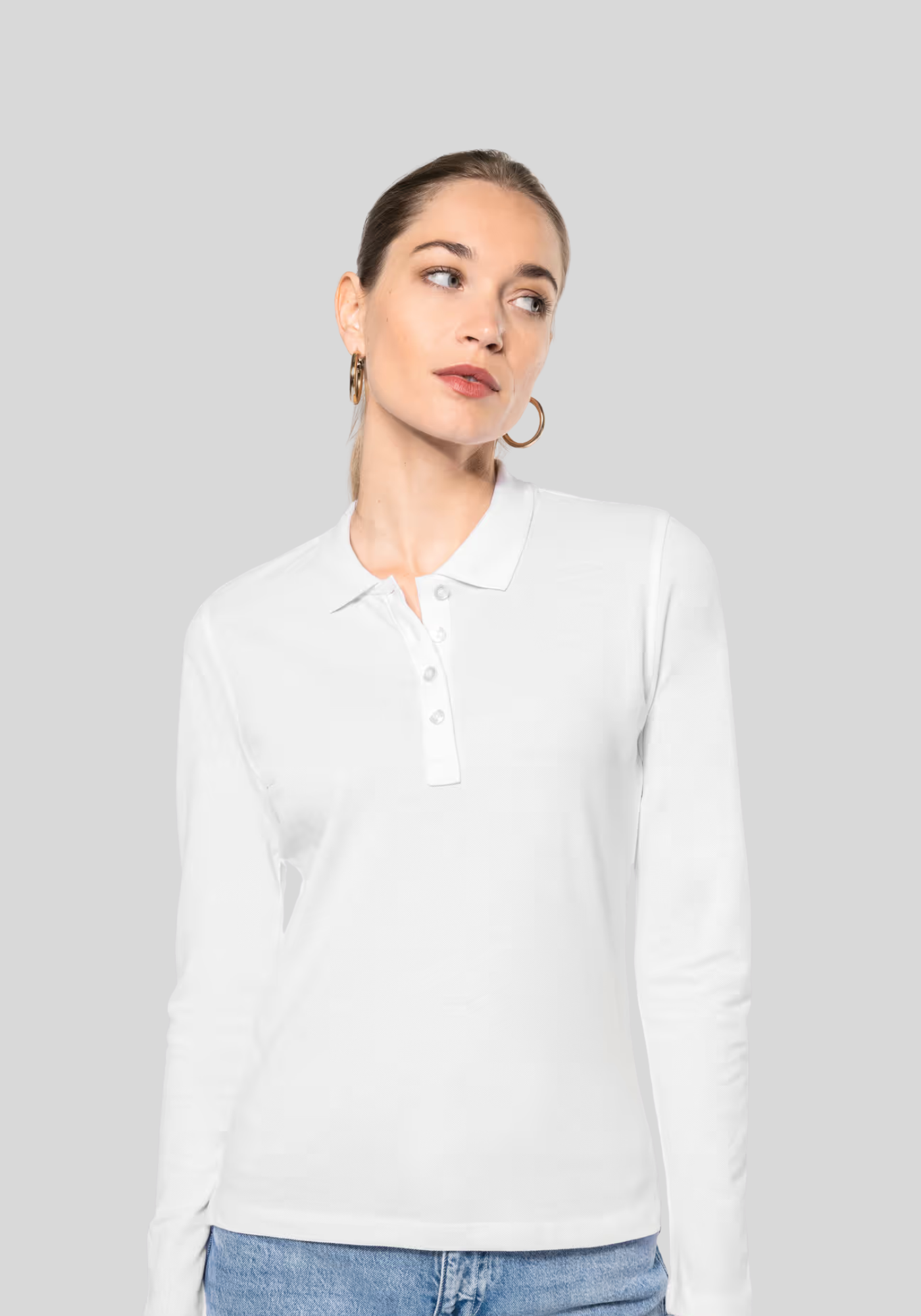 Piqué-damespolo lange mouwen