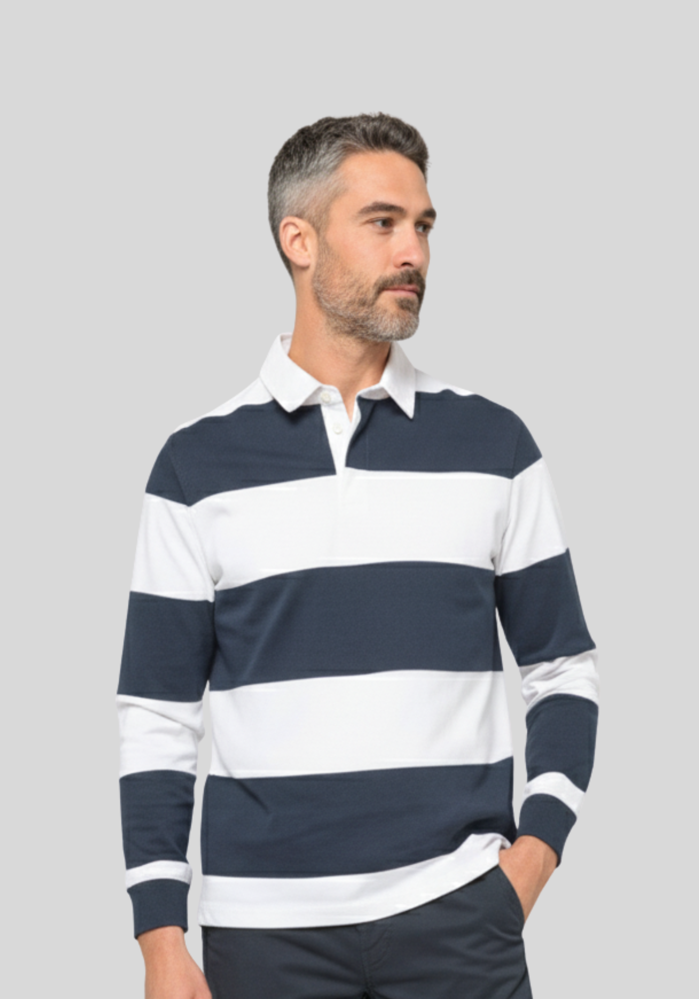 Gestreepte uniseks polo lange mouwen