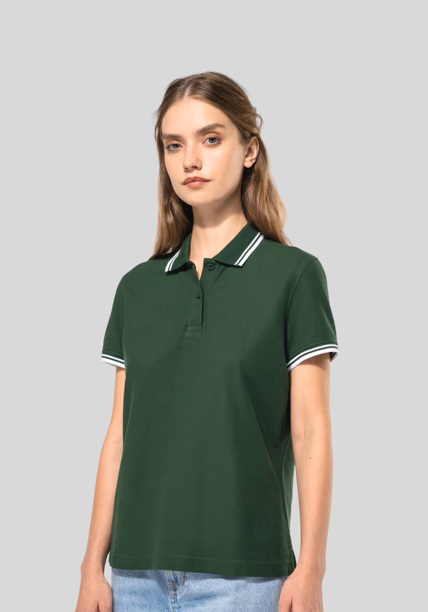 Damespolo met korte mouwen en contrasterende bies