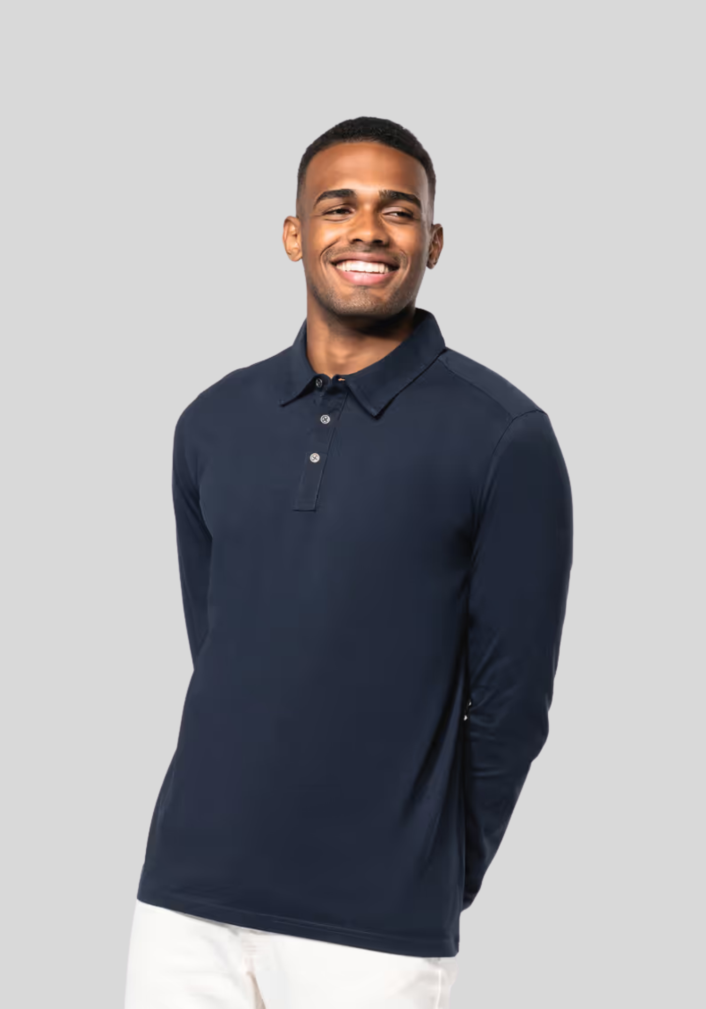 Herenpolo lange mouwen van jersey