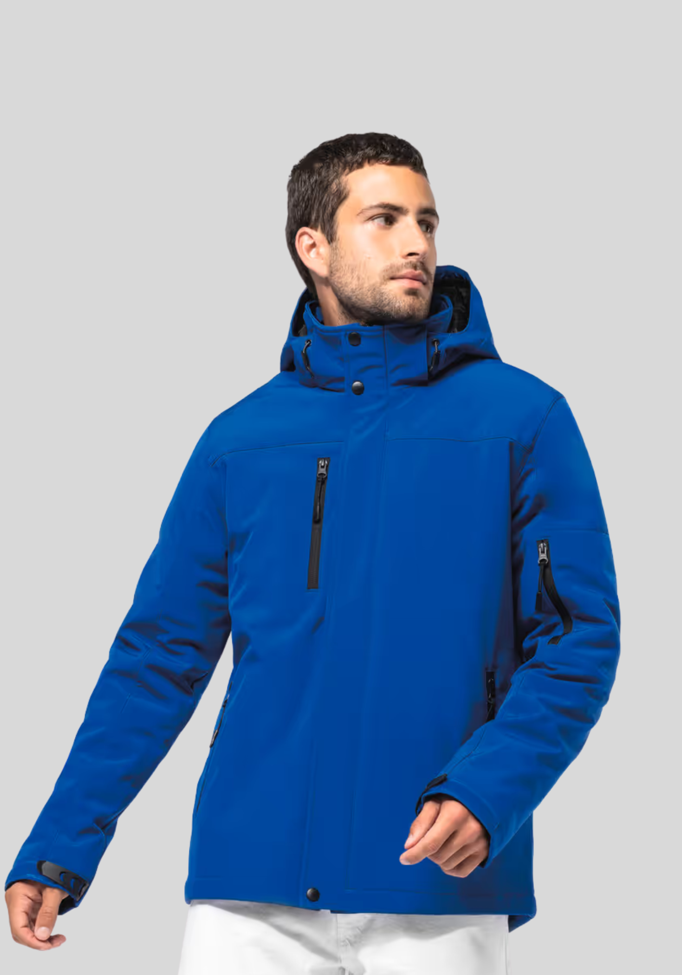Gewatteerde softshell herenparka met capuchon
