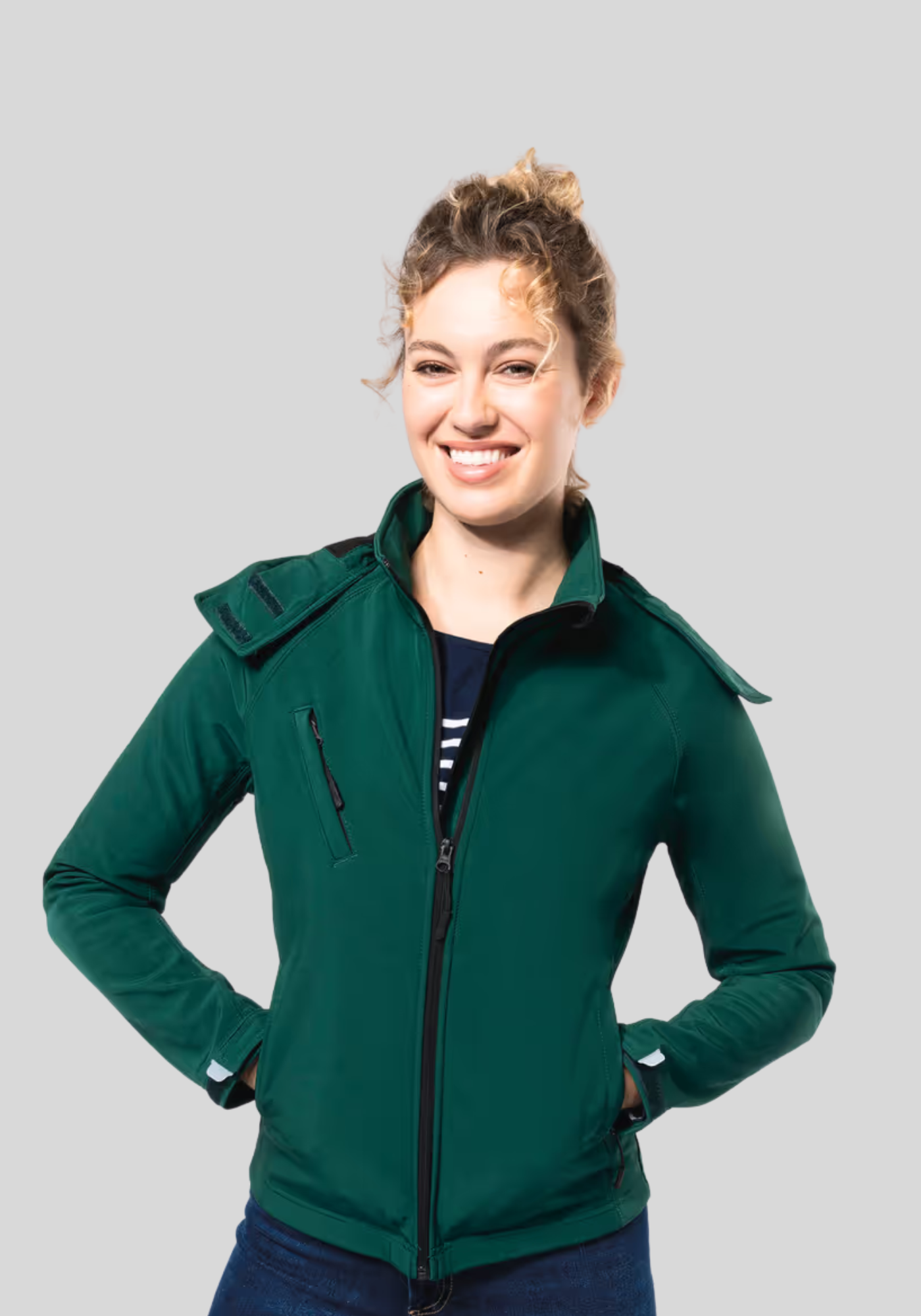 Dames softshell jas met afneembare capuchon