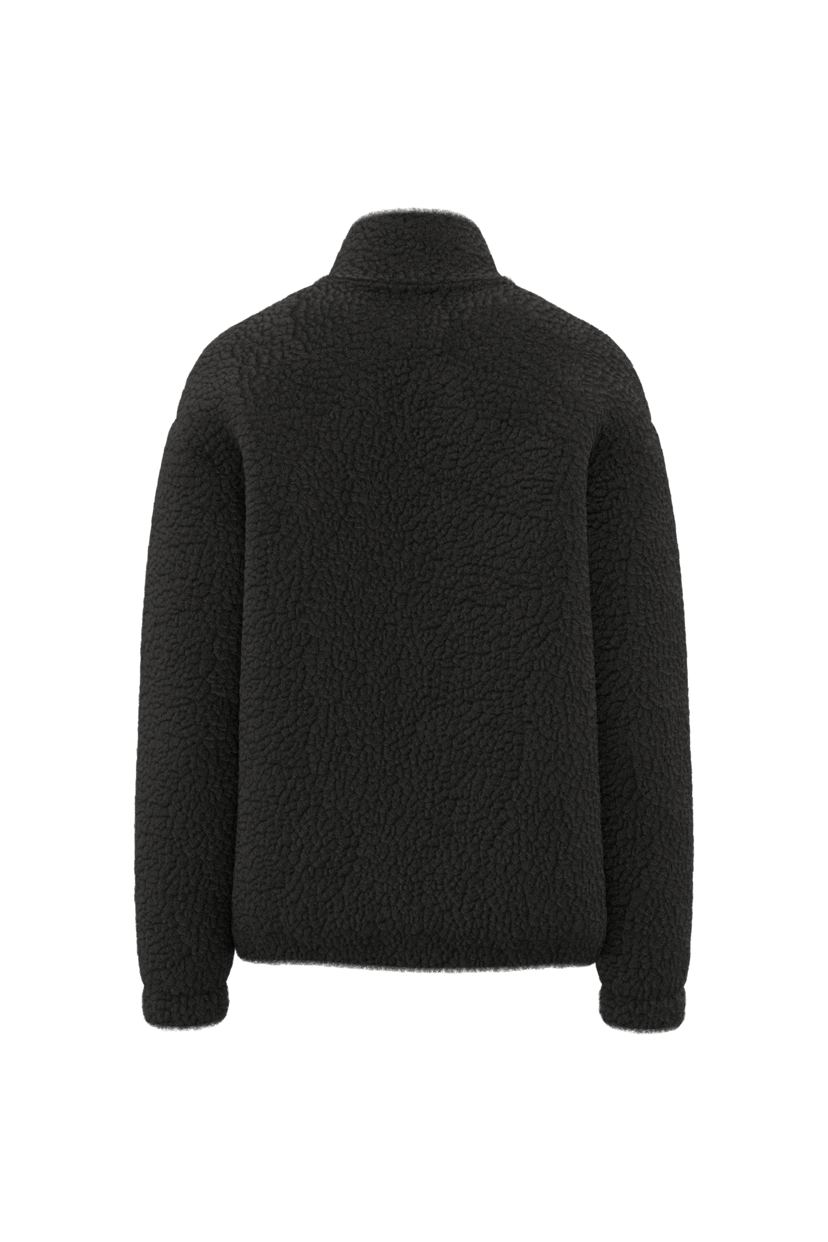 Uniseks sweater van sherpa met rits en afhangende schouders