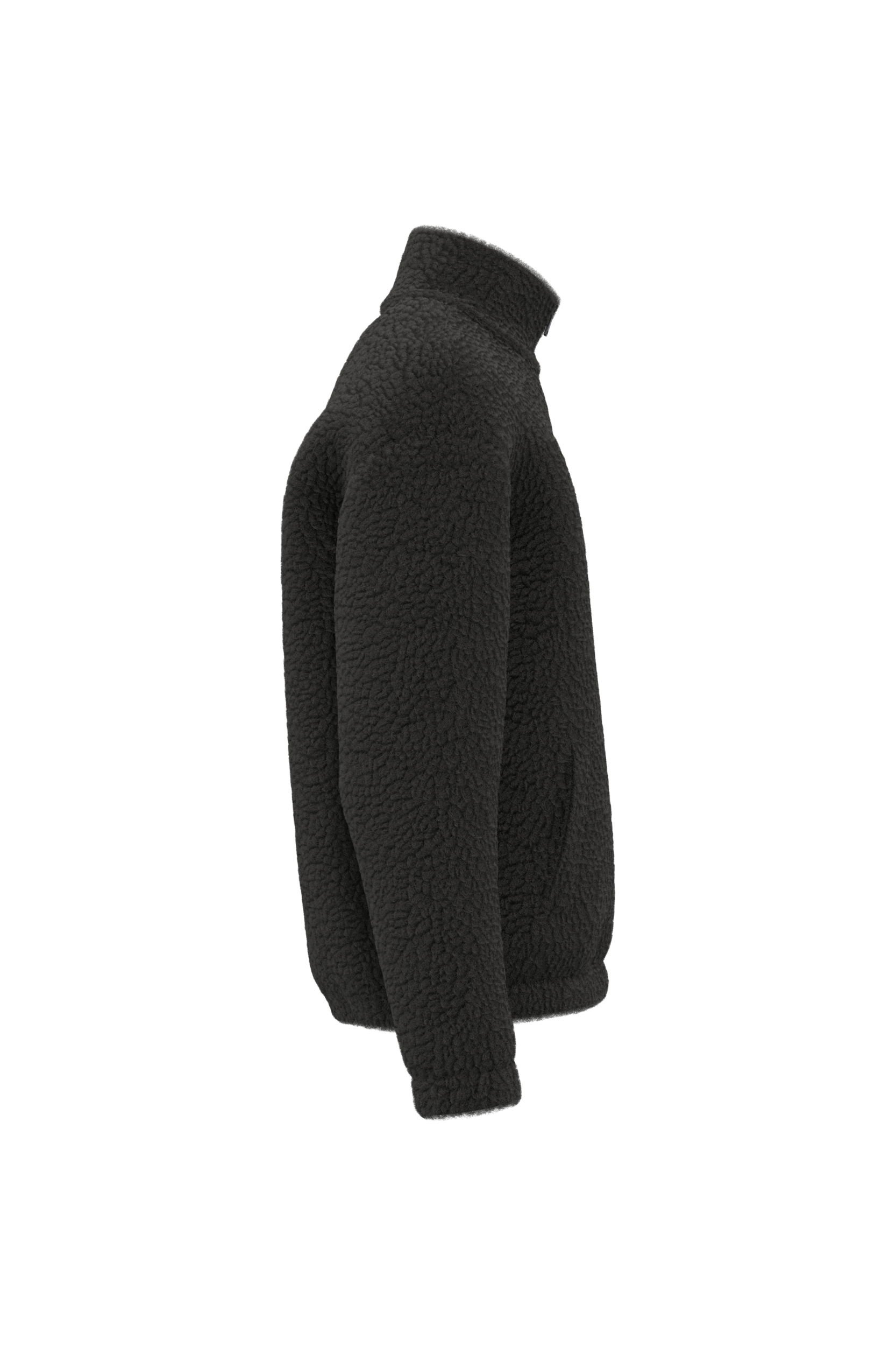 Uniseks sweater van sherpa met rits en afhangende schouders