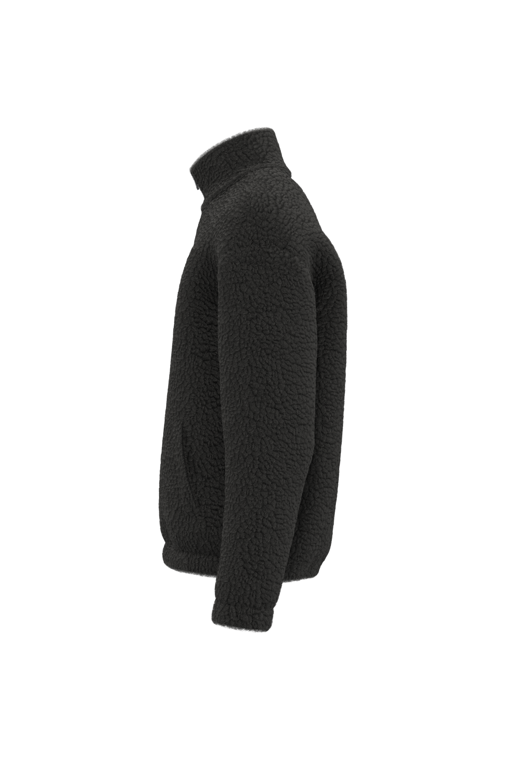 Uniseks sweater van sherpa met rits en afhangende schouders