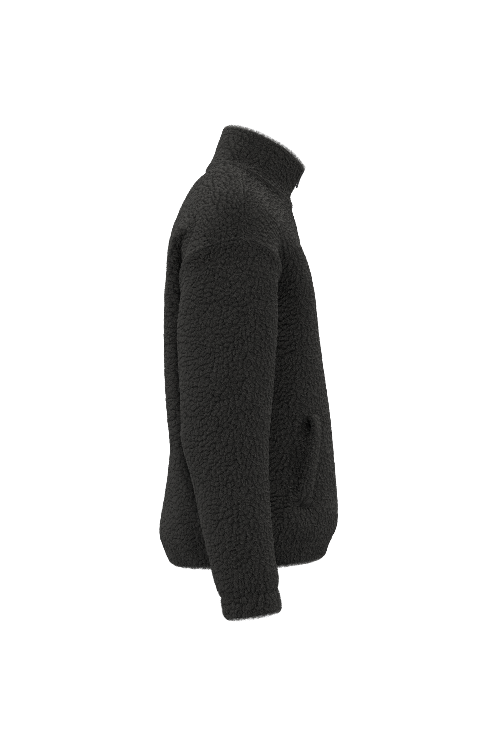 Uniseks sweater van sherpa met kwartrits en afhangende schouders