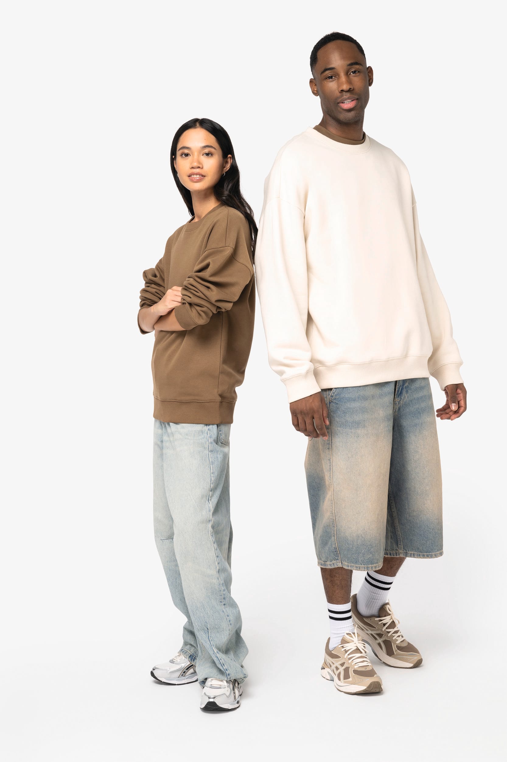 Ecologische oversized uniseks sweater met ronde hals