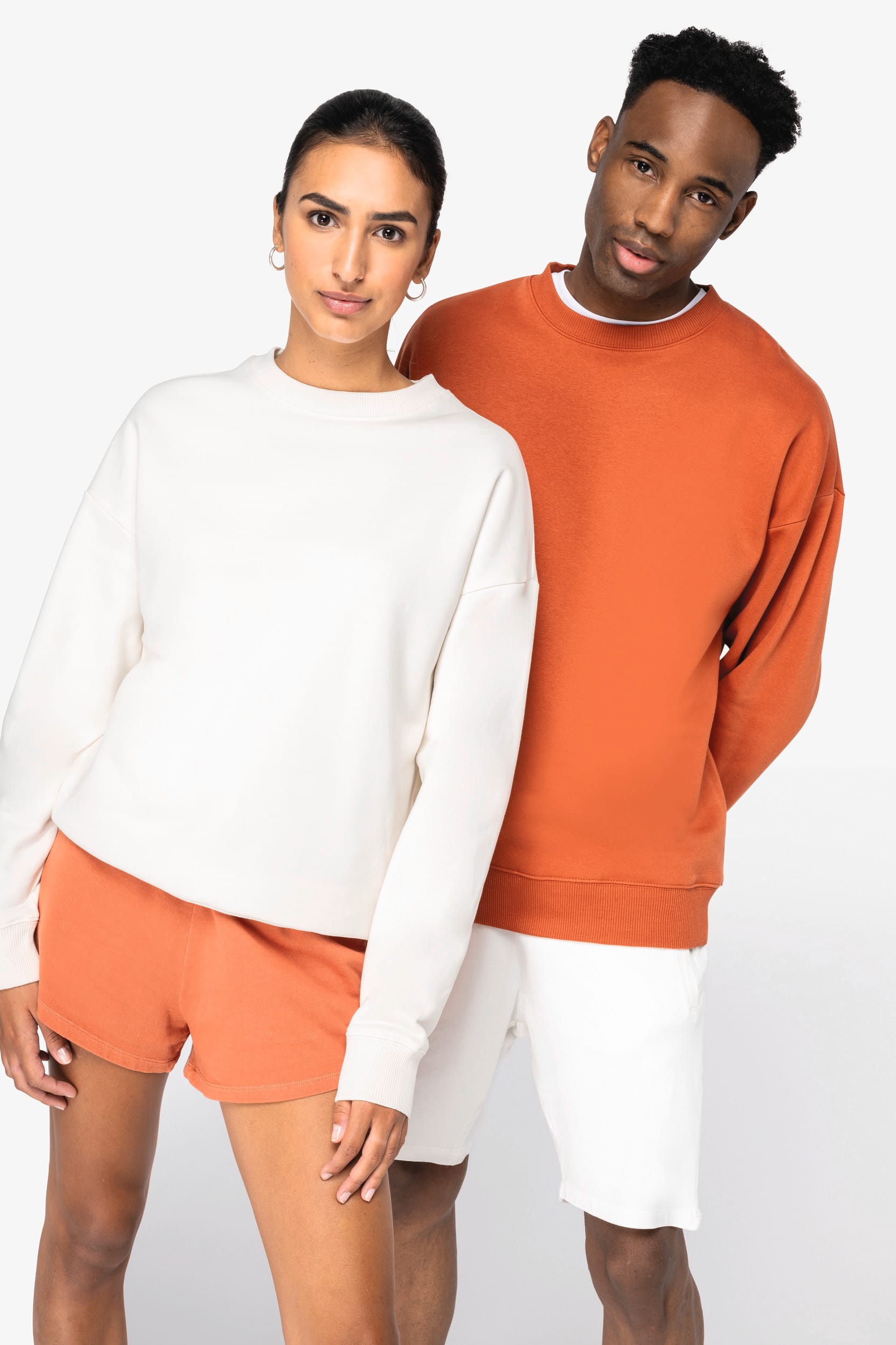 Ecologische oversized uniseks sweater met ronde hals