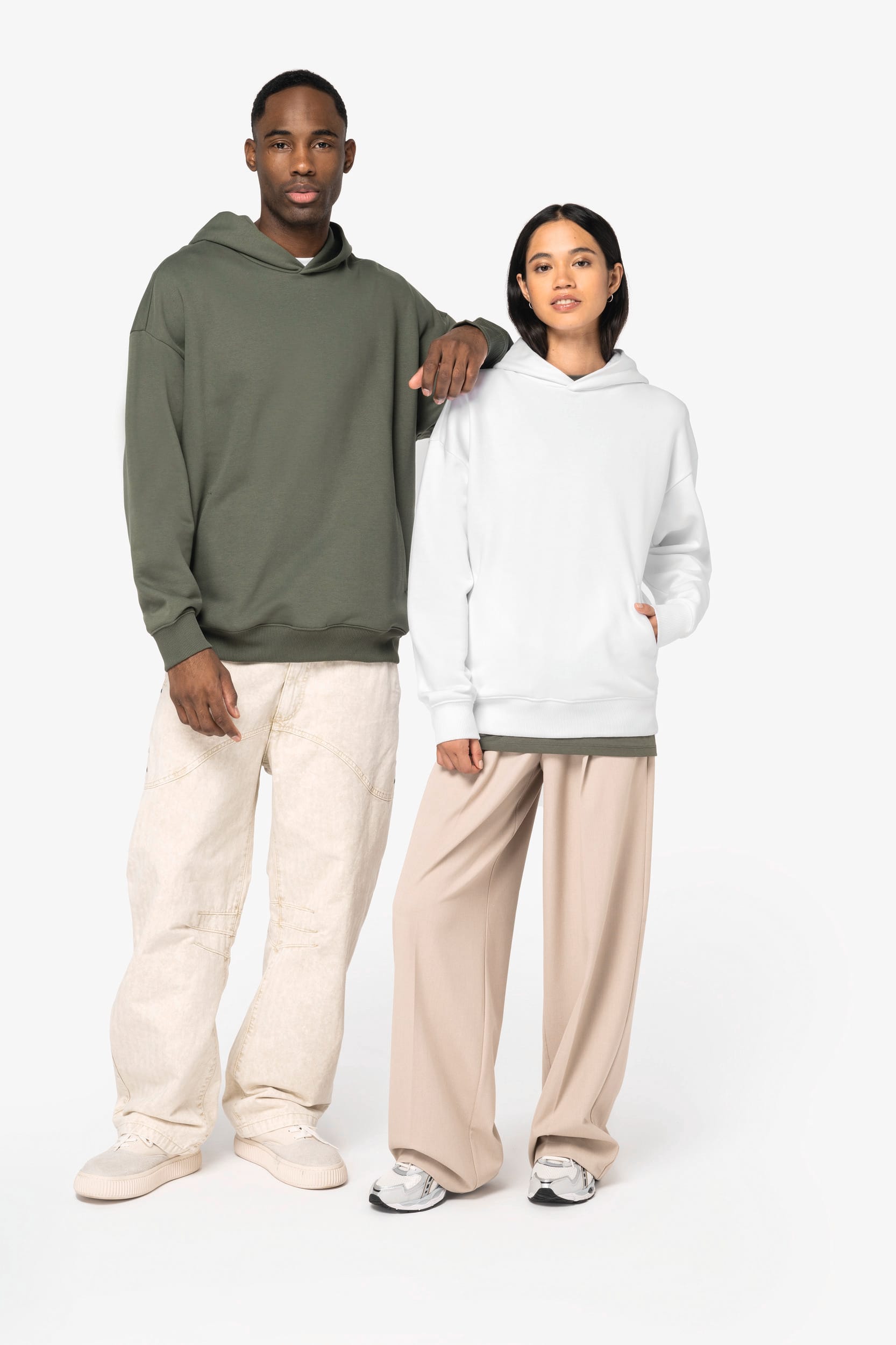 Ecologische uniseks oversized sweater met capuchon
